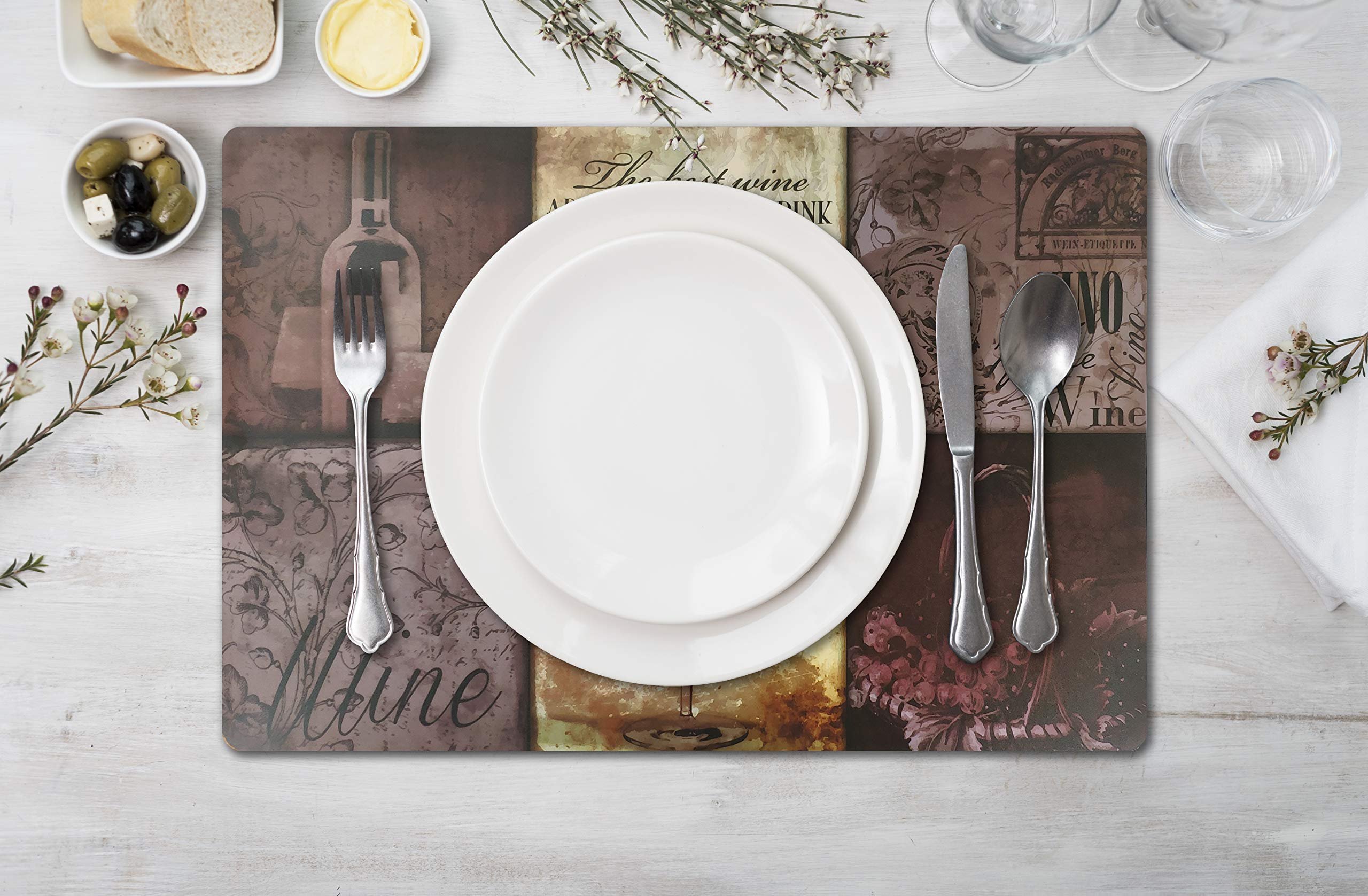 Stylish Home Wine Patchwork Placemats Set of 4 - Durable Heat-Resistant Table Protector for Dining & Kitchen | Easy-Clean Decor for Everyday Meals, Dinner Parties & Wine Tasting Events
