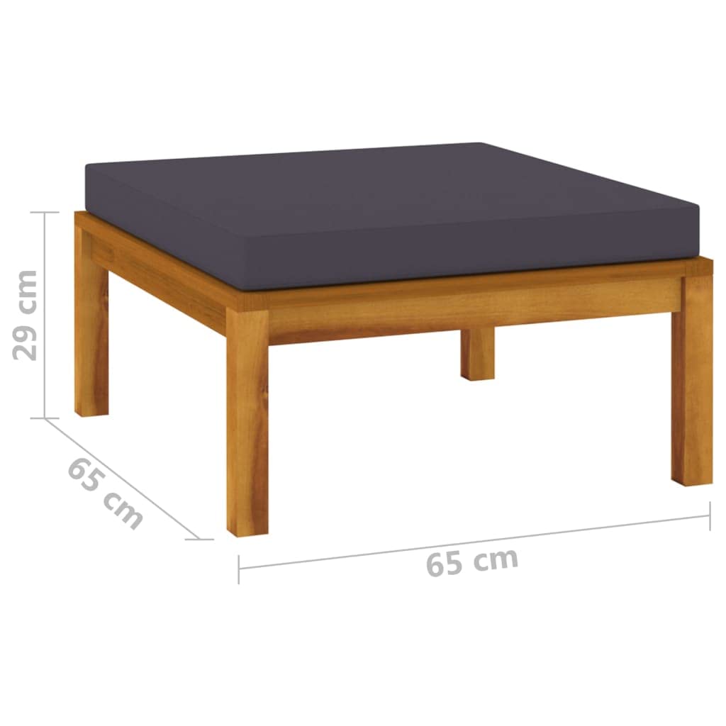 Premium Acacia Wood Footrest with Dark Gray Cushion - Outdoor Patio Foot Rest for Garden, Porch, Lawn & Home - Durable Weather-Resistant Furniture for Relaxation & Comfort