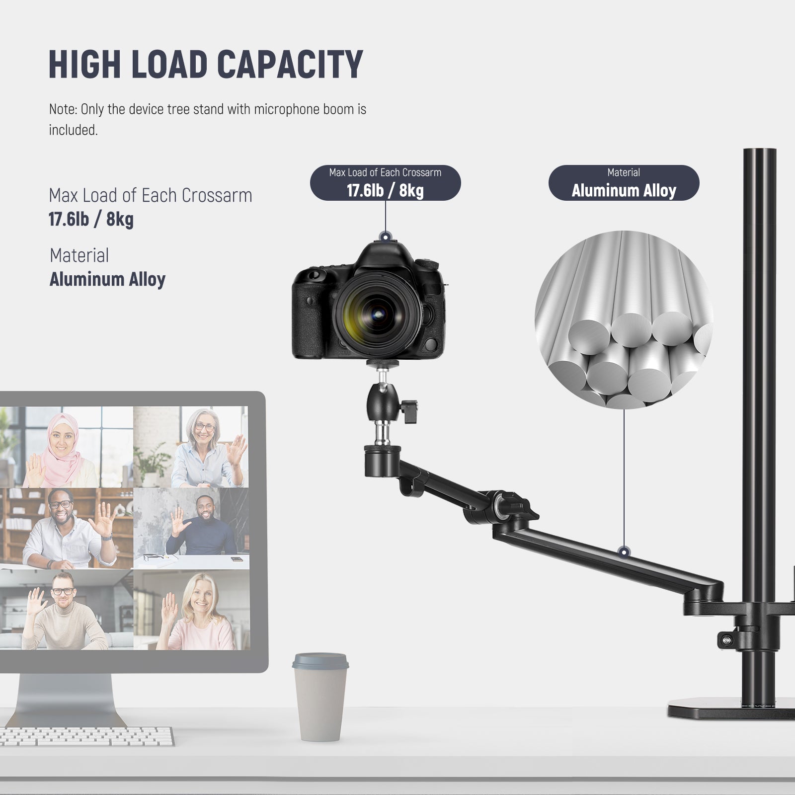 NEEWER DS007 Overhead Camera Mount Rig for DSLR & Mirrorless - Adjustable Desktop Stand for YouTube, TikTok, Live Streaming & Product Photography