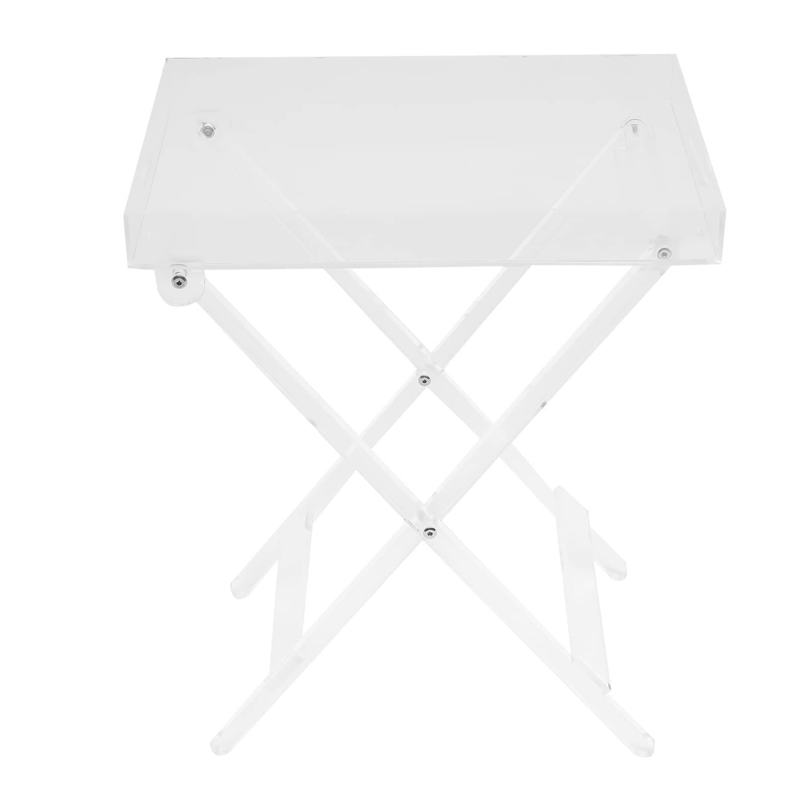 Modern Acrylic Folding Tray Table - Clear Rectangular Side Table & End Table for Kitchen, Bar, Living Room - 23.62 Inch Height - Perfect for Dining, Entertaining & Small Space Decor