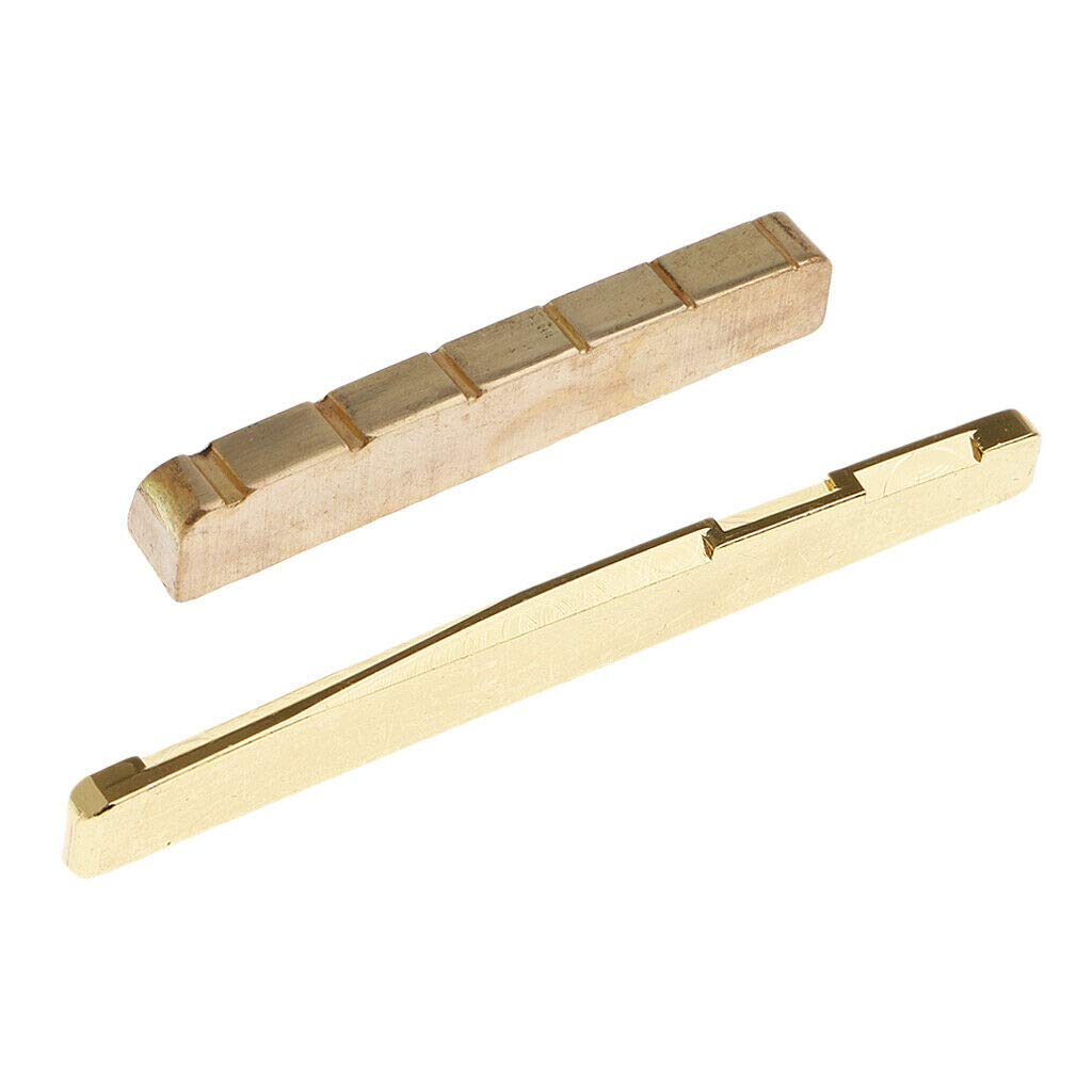 1 Set Brass Slotted Saddle Nut Replacement for Folk Guitar - Premium Guitar Parts for String Instrument Repair & Maintenance | Perfect for Guitar Upgrades, DIY Repairs & Professional Luthiers
