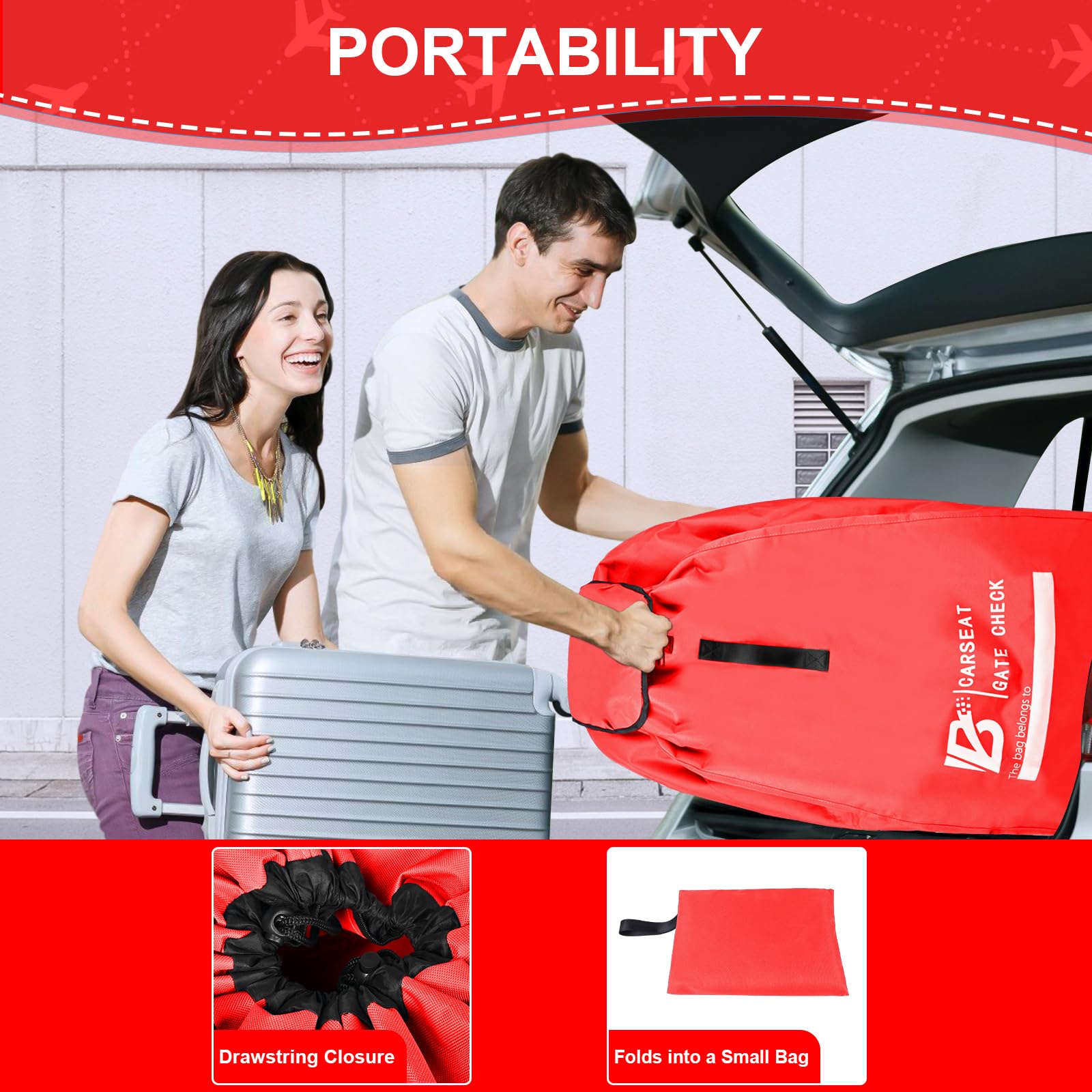 Best Car Seat Travel Bag for Airplane - Adjustable Padded Shoulder Straps, Heavy Duty Durable Material, Fits Convertible Car Seats, Infant Carriers & Booster Seats - Perfect for Baby Travel & Airplane Protection