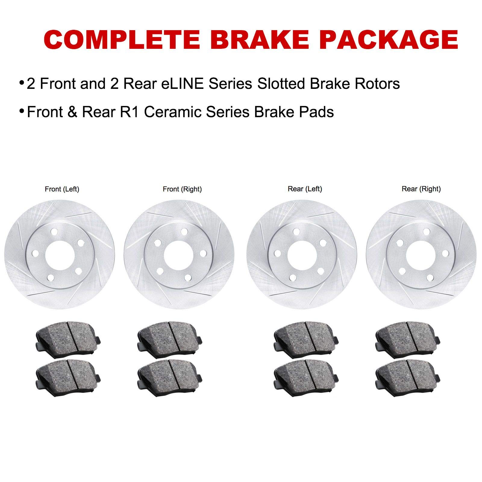 R1 Concepts Premium Ceramic Front & Rear Brake Pads and Rotors Kit - Compatible with 1989 Pontiac 6000 | Smooth Stopping Power for Daily Commuting & Highway Driving