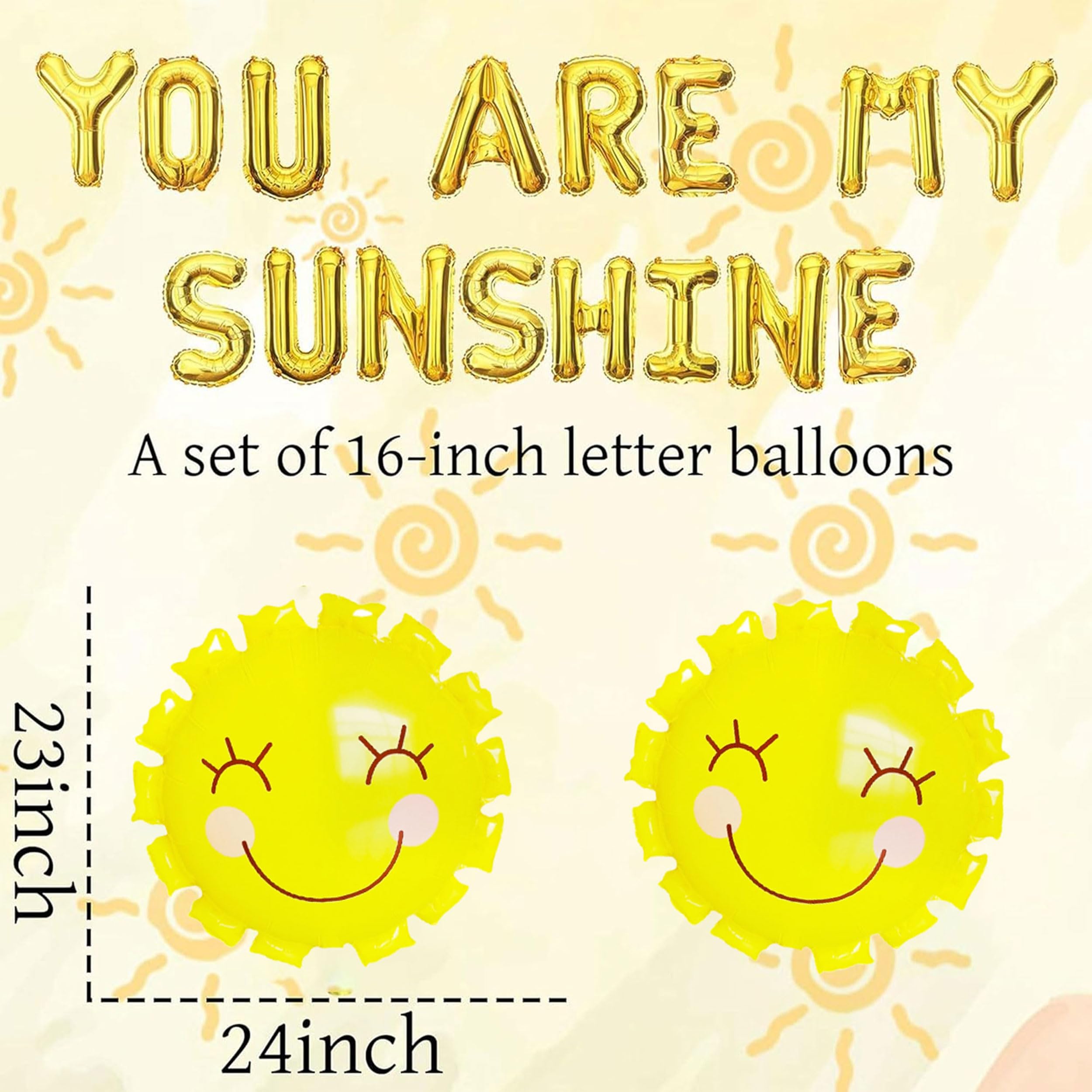 JeVenis You Are My Sunshine Balloons & Banner Set - Yellow Sun-Themed Party Decor for Baby Showers, Kids Birthdays & Gender Reveals | Perfect for Indoor & Outdoor Celebrations