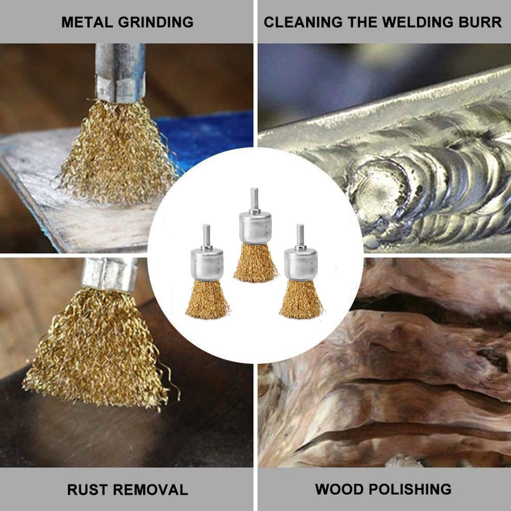18 Pack Brass Wire End Brush Set for Drill - 6 Sizes (0.012