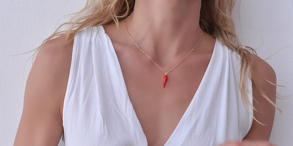 Sterling Silver Enamel Cornicello Chili Pepper Horn Pendant Necklace - Italian Evil Eye Protection Charm for Women & Men | Perfect for Gift Giving, Travel Protection & Spiritual Jewelry