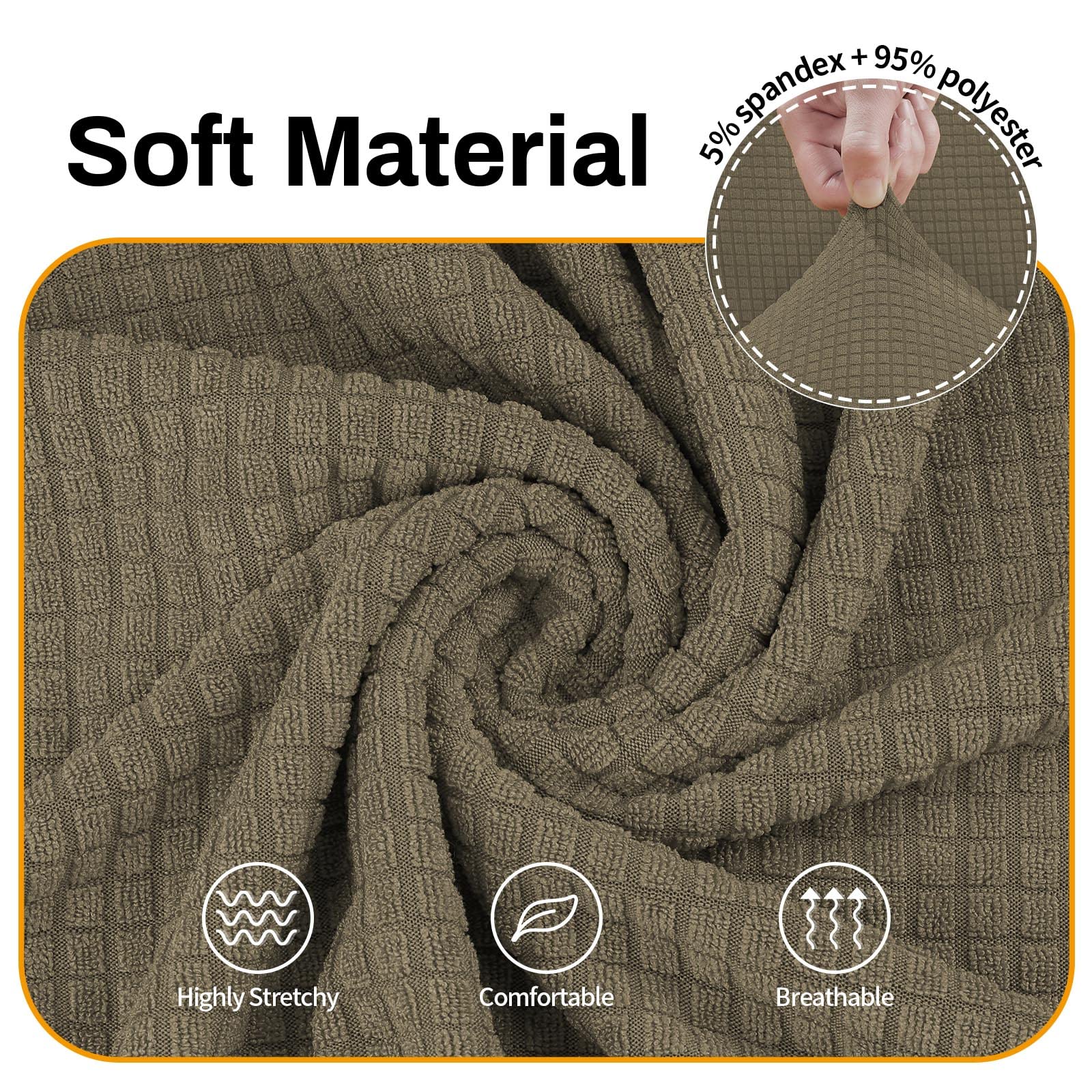Stretchable 2-Cushion Loveseat Sofa Slipcover - Pet-Friendly Jacquard Spandex Fabric with Small Checks (Medium, Khaki) | Perfect for Living Room, Apartment & Pet Protection