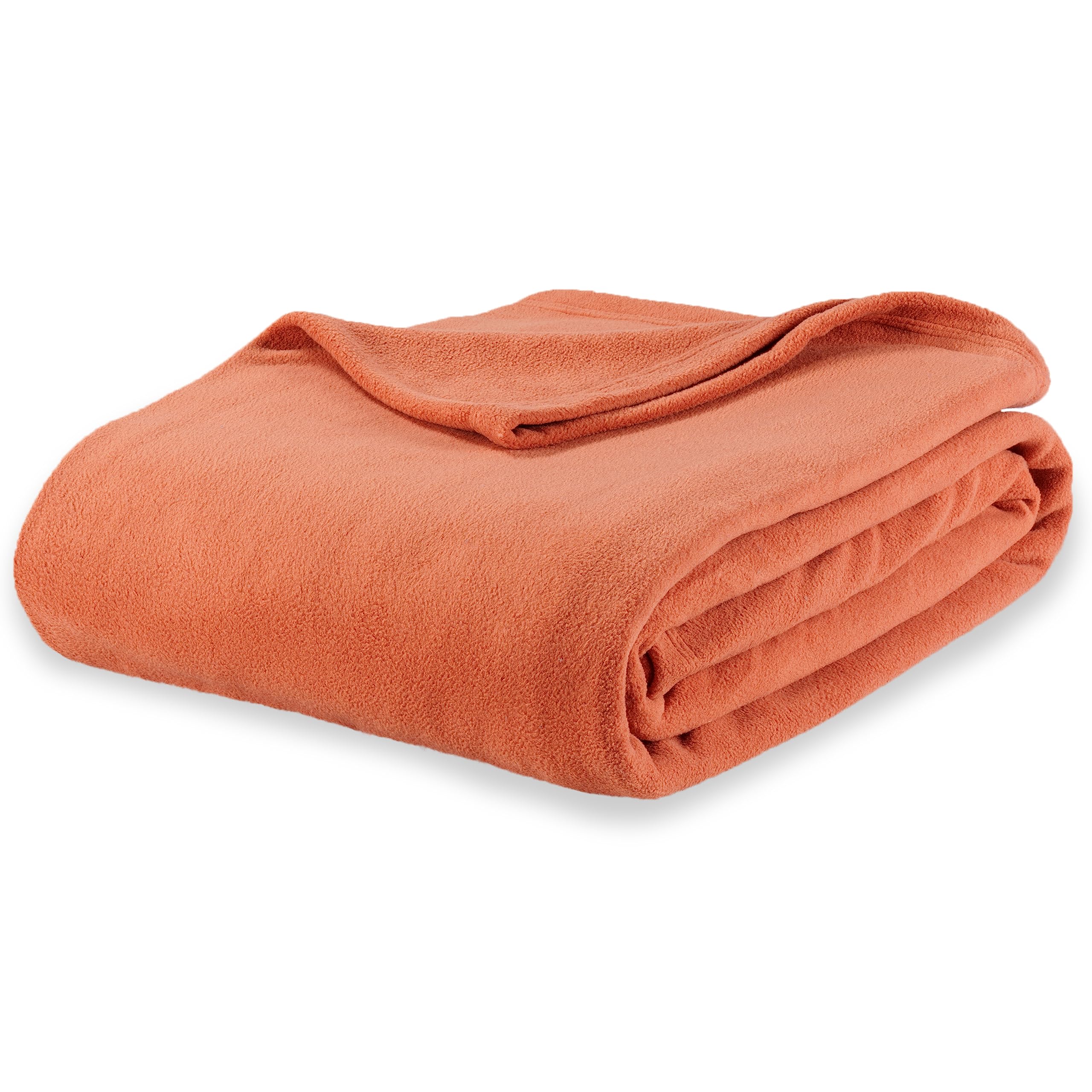 Berkshire Microfleece Blanket Queen Size 90x90 Inches - Ultra Soft Lightweight Breathable Plush Blanket in Amberglow Orange for Bed, Couch & Sofa - Perfect for Cozy Nights, Movie Time and Guest Room Comfort