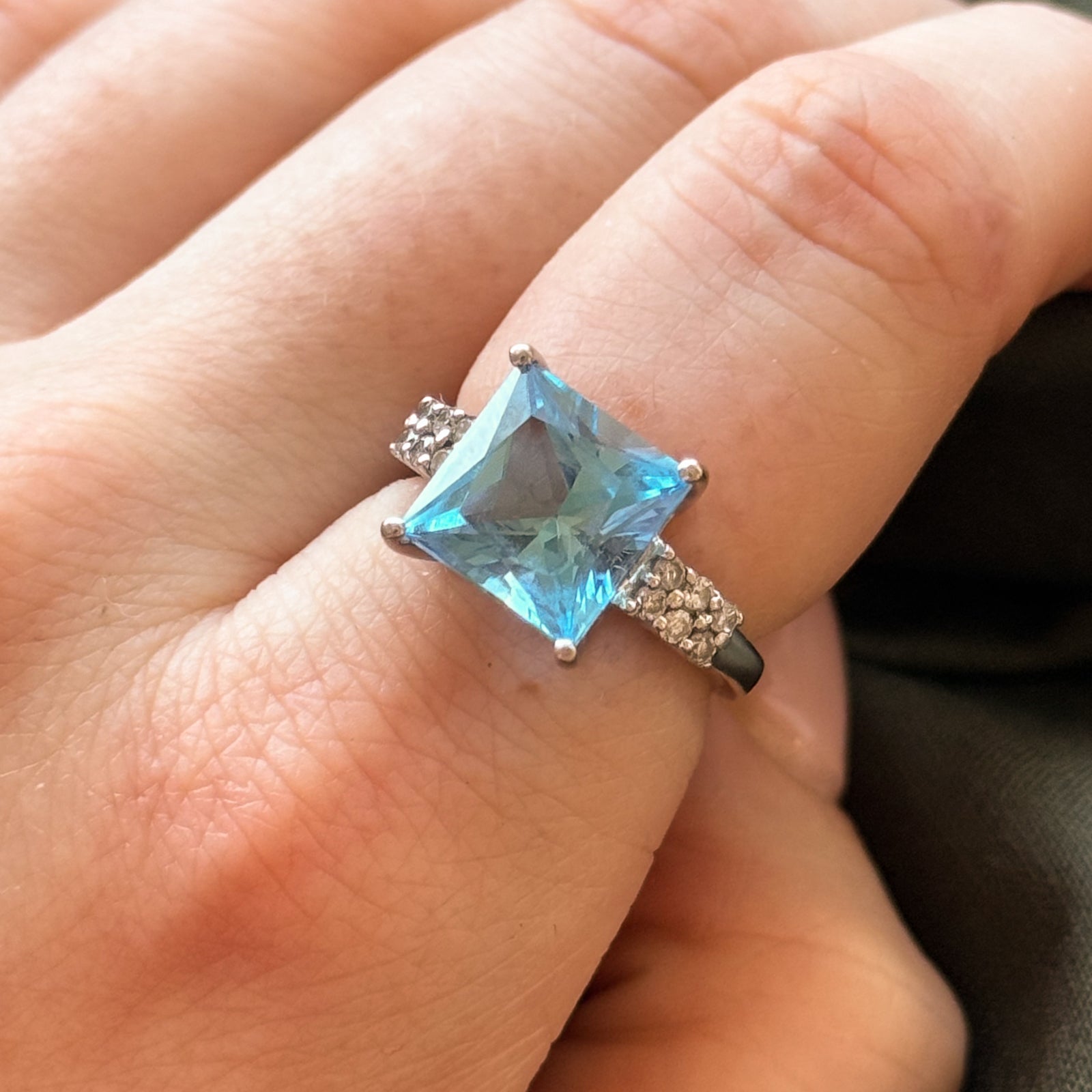 Blue Topaz and Diamond Cocktail Ring - 6.00ct Gemstone with 0.24ctw Diamonds - Size 6 - Elegant Jewelry for Parties, Weddings & Special Occasions