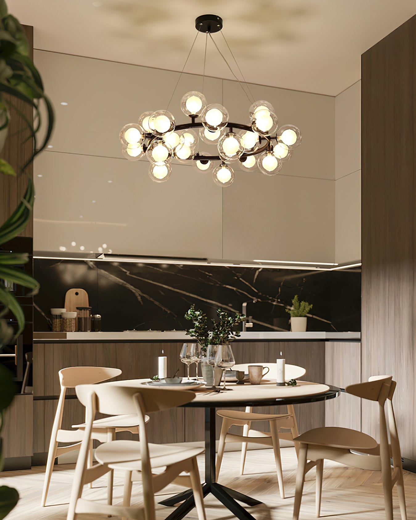 Stylish Bubble Ball Chandelier - Modern Crystal Glass Pendant Light Fixture for Dining Room, Bedroom & Living Room Decor | Perfect for Home, Hotel and Wedding Venue Lighting