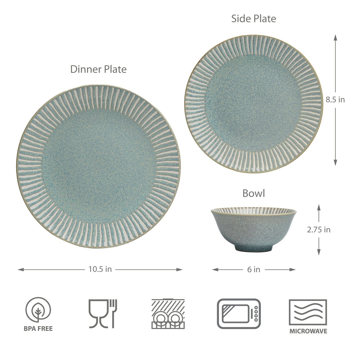 12-Piece Ceramic Dinnerware Set - Plates & Bowls, Bali Breeze Design for Stylish Dining | Perfect for Everyday Meals, Dinner Parties & Home Decor