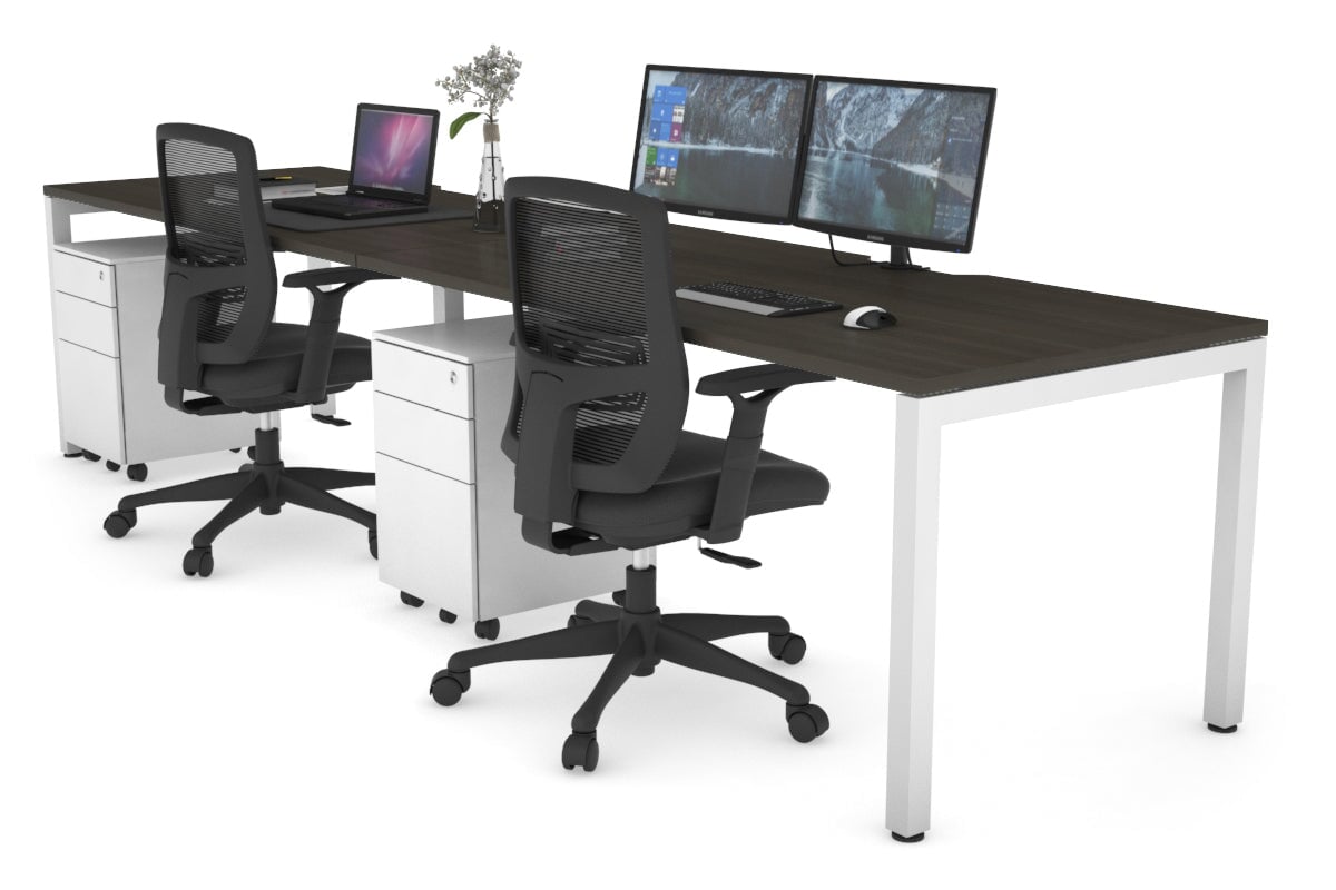 Quadro Square Legs 2 Person Office Workstation - 1800L x 800W with Cable Management - Perfect for Shared Workspaces & Collaborative Office Environments