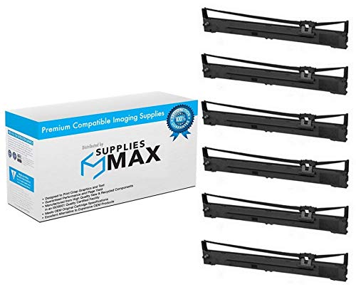 Compatible Replacement Black Printer Ribbons for FX-2190/FX-2190N/LQ-2090 Series - 6 Pack (C13S015327-US) - Ideal for Office Printing, Shipping Labels, and Receipts