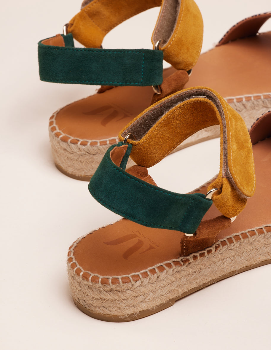 Women's Espadrilles Flore - Suede Pine Mustard Brown | Comfortable Summer Shoes for Beach, Vacation & Casual Outings