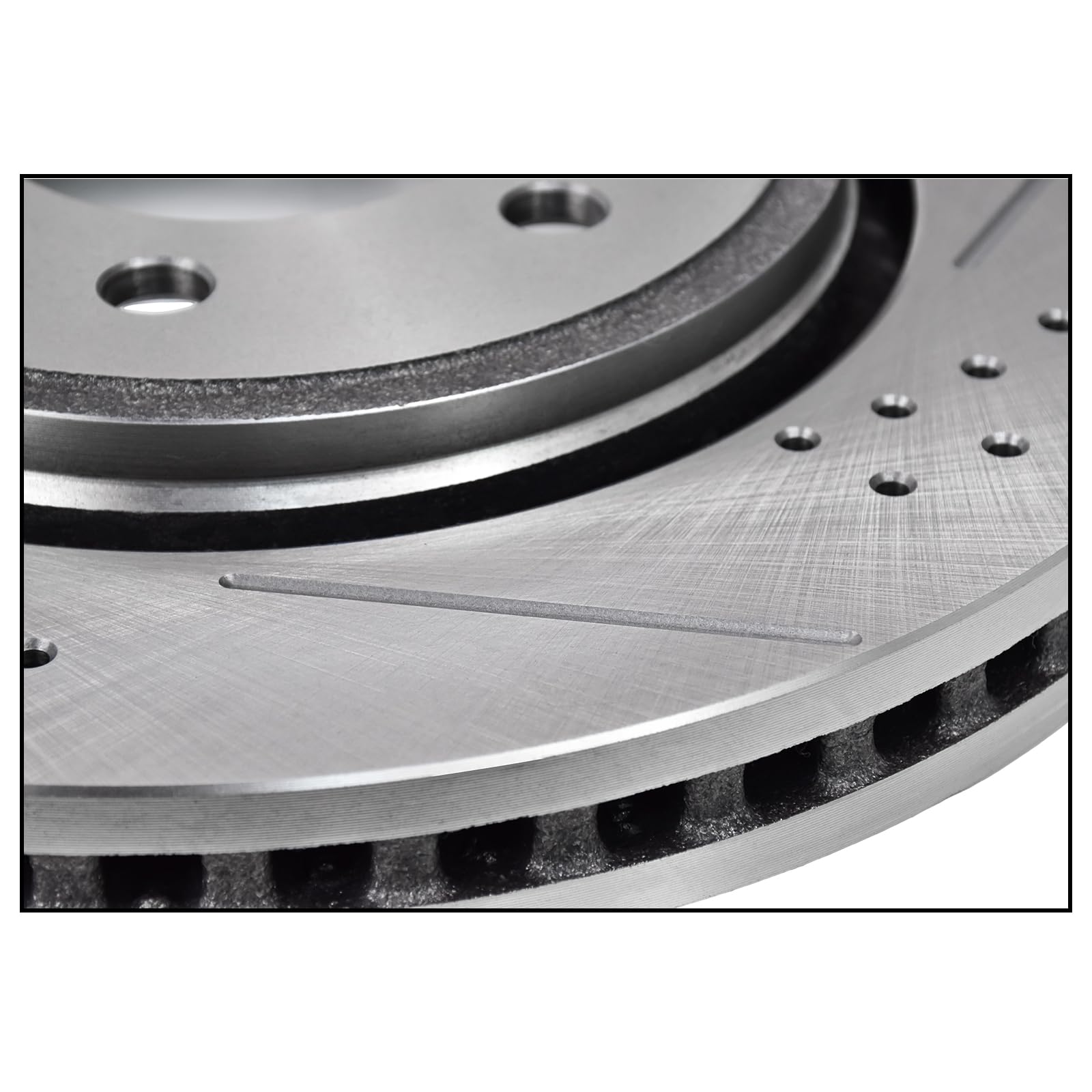 High-Performance Front & Rear Slotted Brake Rotors with Ceramic Pads for Dodge Challenger & Magnum (AWD/RWD) - Not Compatible with Dodge Charger - Perfect for Racing & Daily Driving