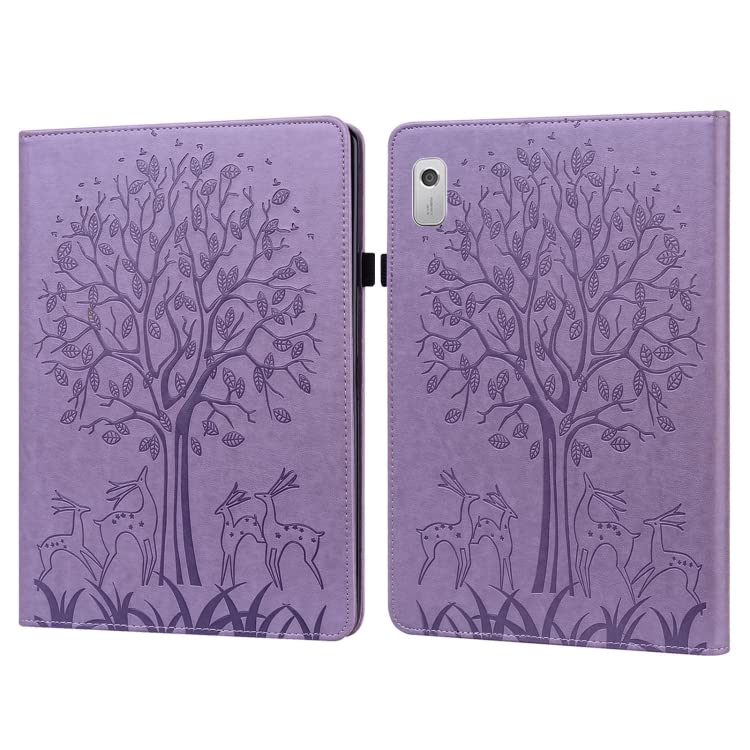 Lenovo Tab M9 Leather Tablet Case with Tree & Deer Embossed Design - Perfect for Work, Travel, and Home Use