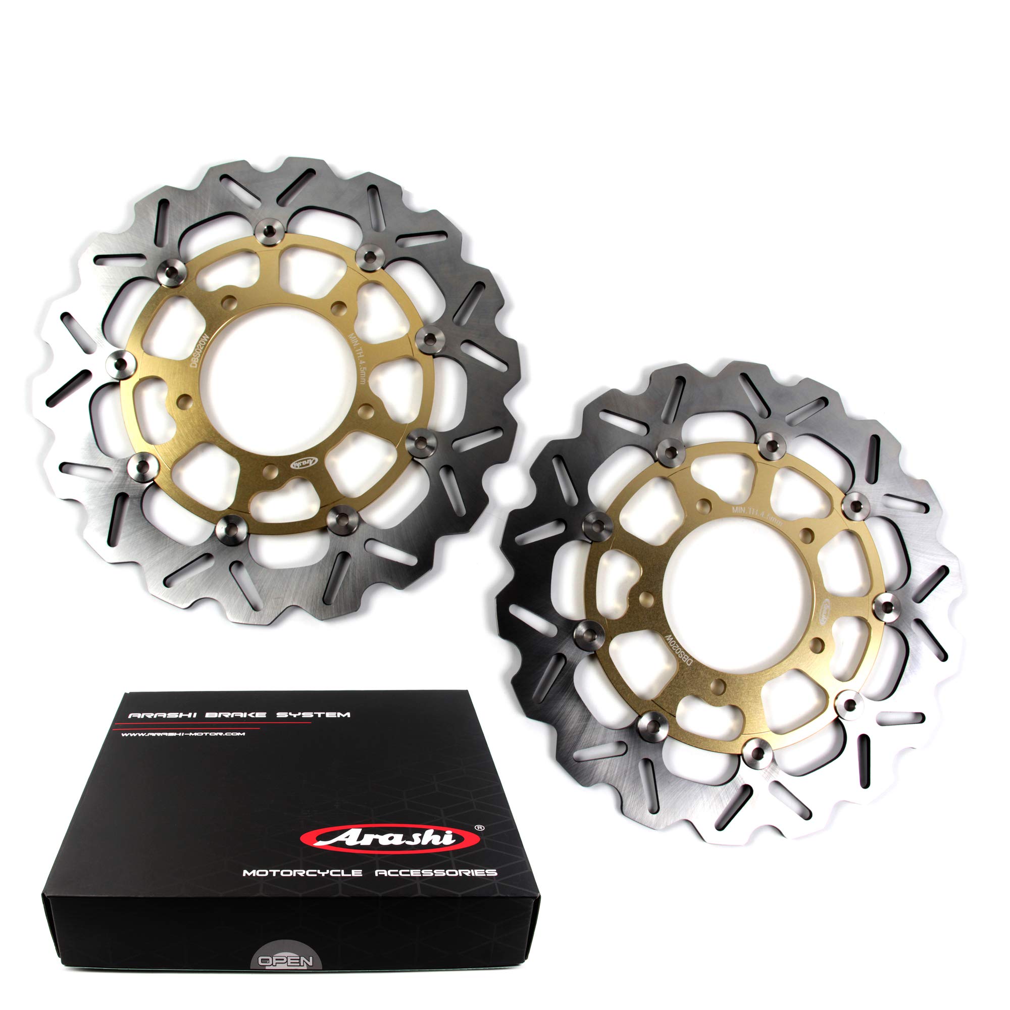 Arashi Front Brake Disc Rotors for Suzuki M1800 INTRUDER RB 2016-2017 & VZR1800T BOULEVARD M109R INTRUDER 2006-2012 - Gold Motorcycle Replacement Parts - Perfect for Street Riding and Performance Upgrades