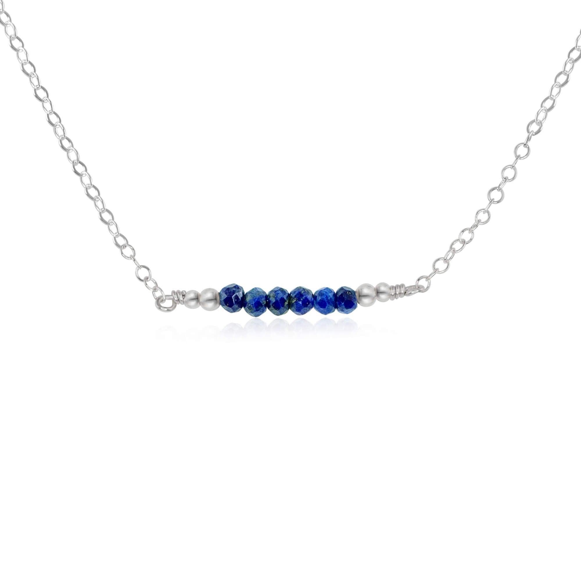 Sparkling Blue Lapis Lazuli Faceted Bead Bar Necklace for Women - Handmade Gemstone Jewelry for Gifts, Meditation & Boho Fashion