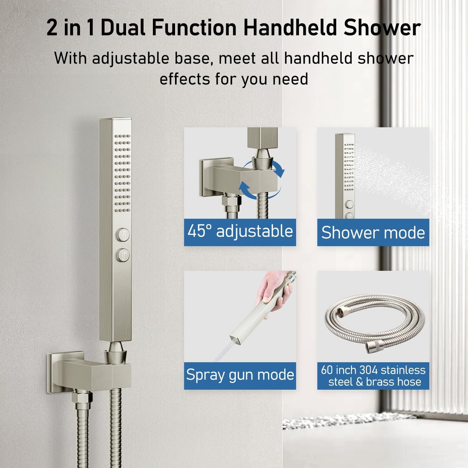 Brushed Nickel Thermostatic Shower System - 10