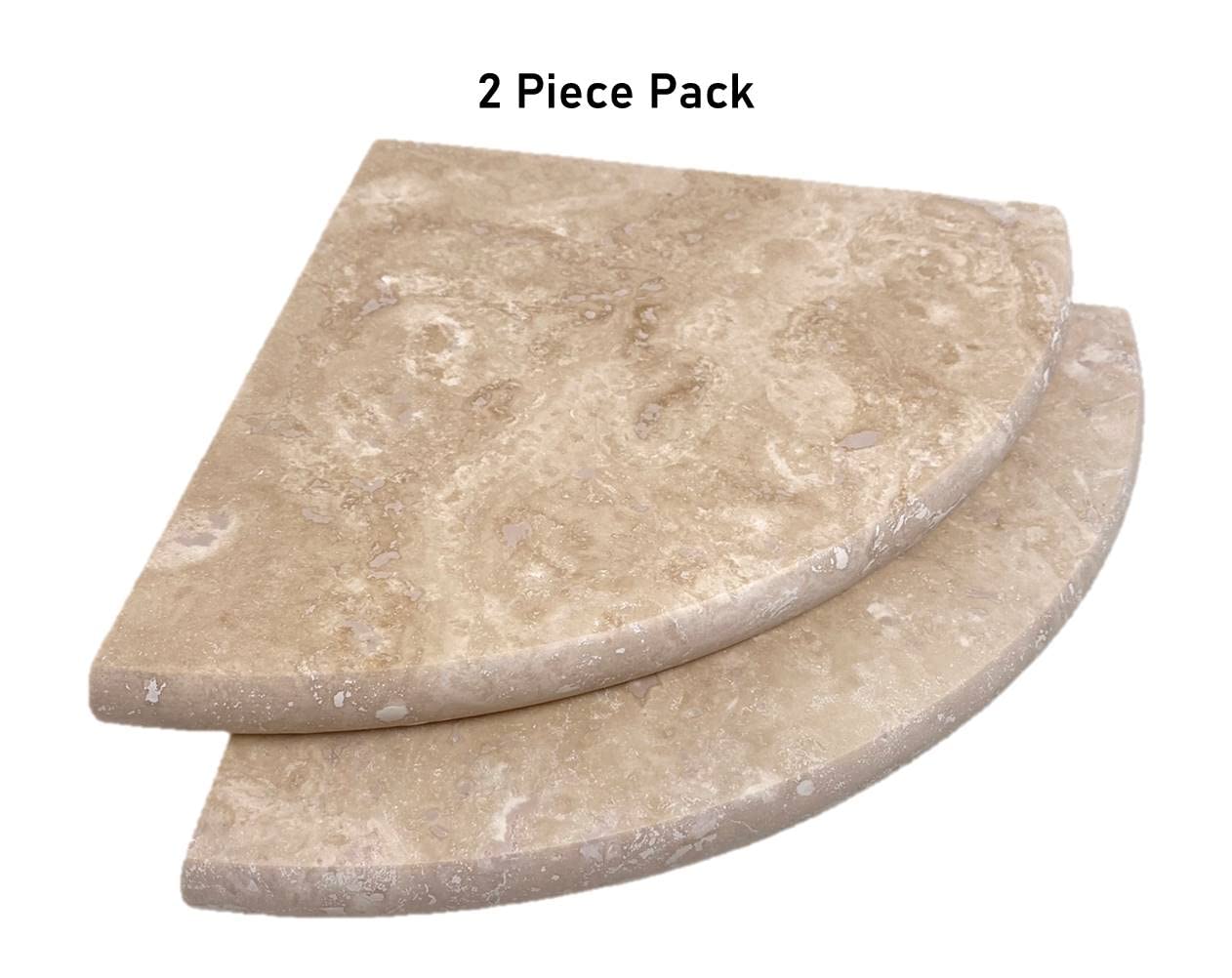 Premium Quality Light Travertine Corner Shelf - Filled & Honed 9 Inch (2 Pack) - Perfect for Bathroom, Kitchen, or Living Room Storage & Decor