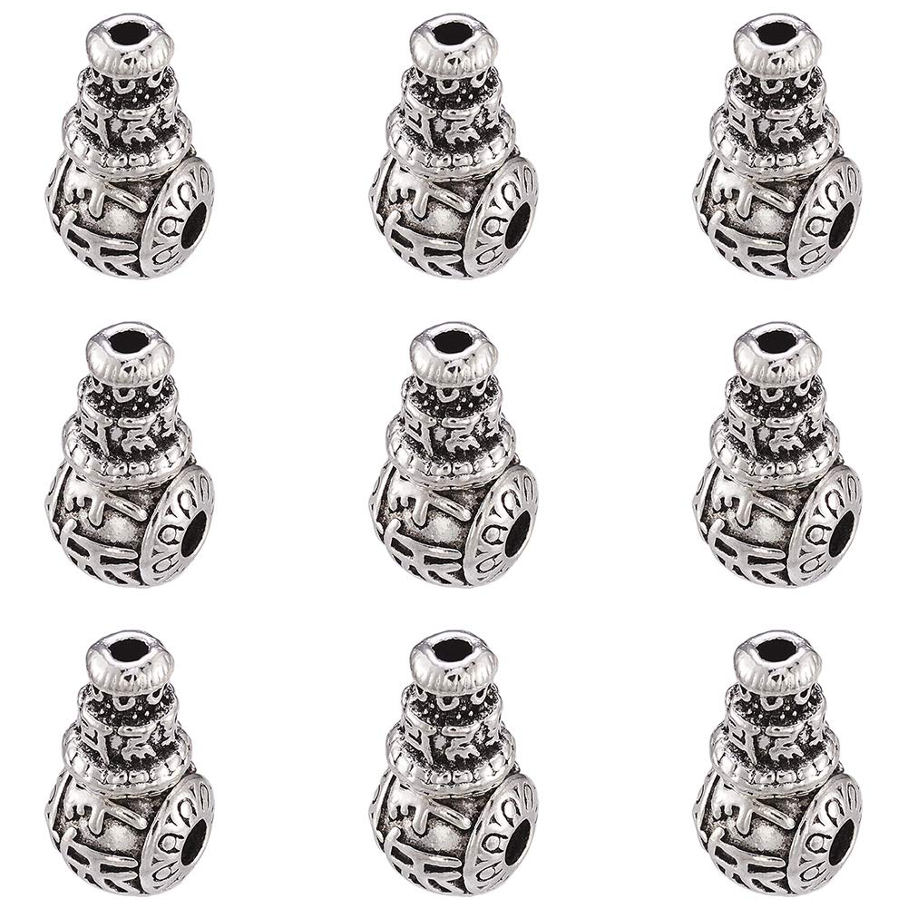 KISSITTY 10 Sets Tibetan Silver Buddhist Guru Beads - 20pcs 10mm 3-Hole Metal Prayer Beads for Jewelry Making & Meditation Bracelets - DIY Craft Supplies for Spiritual Jewelry, Mala Bracelets & Buddhist Accessories