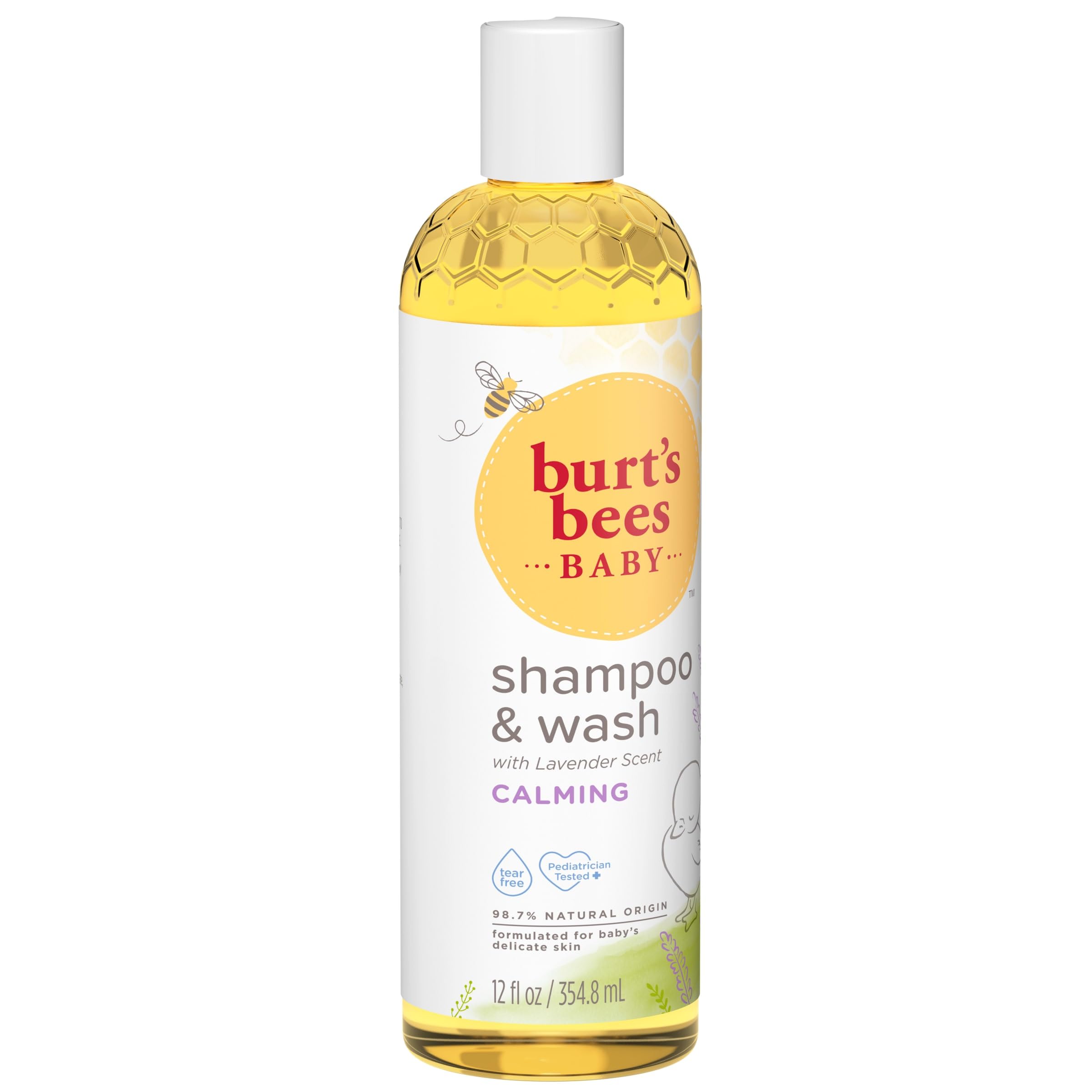 Burt's Bees Baby Shampoo & Body Wash - Lavender Scented, Tear-Free & Calming Formula, 98% Natural Origin, 12 Fl Oz (Pack of 3) | Gentle Cleansing for Newborns & Toddlers at Bath Time & Bedtime