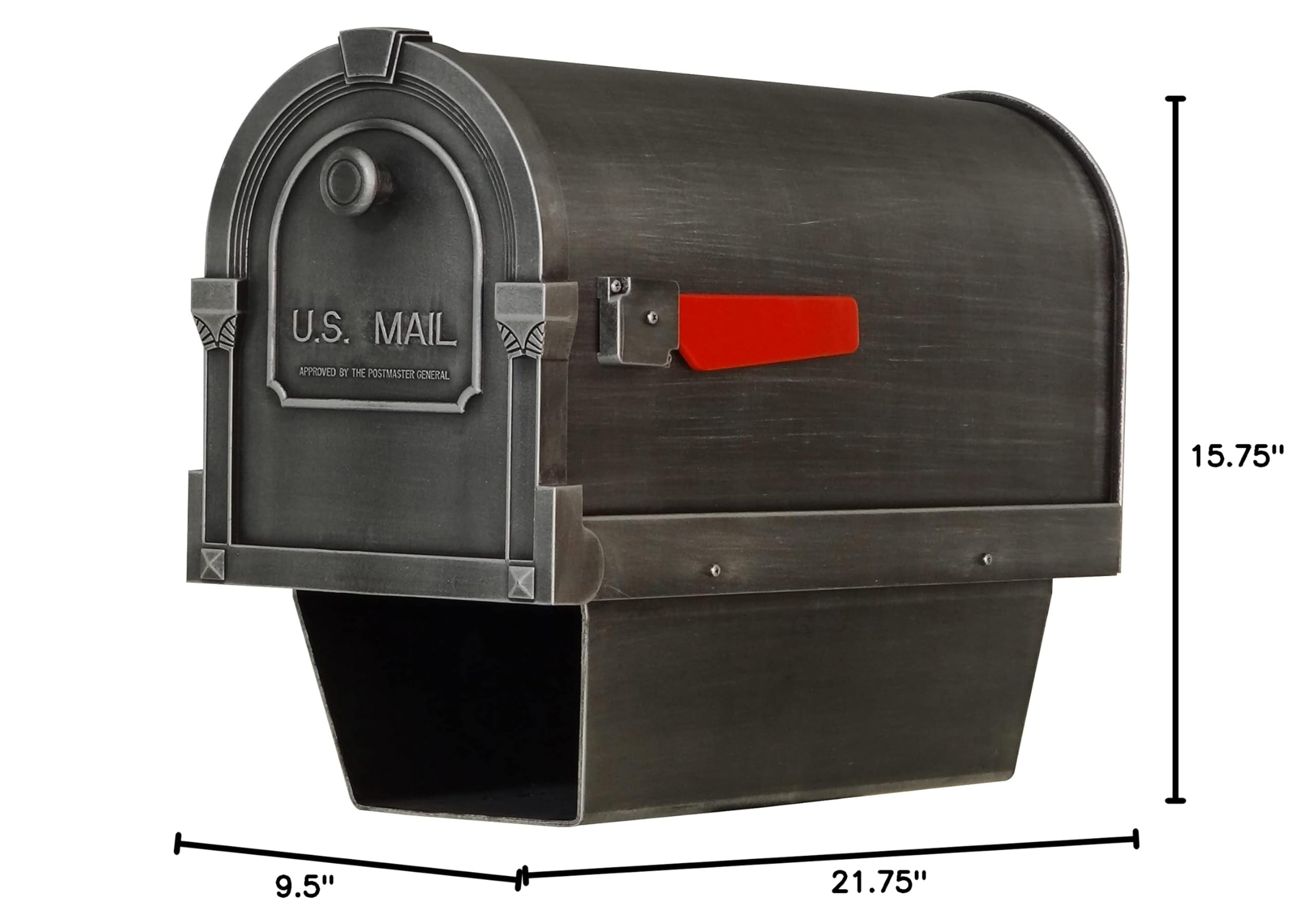 SCS-2014-SW Swedish Silver Aluminum Mailbox - Special Lite Savannah Curbside Post Mount Mailbox with Paper Tube - Durable Outdoor Mailbox for Home, Office & Apartment Use