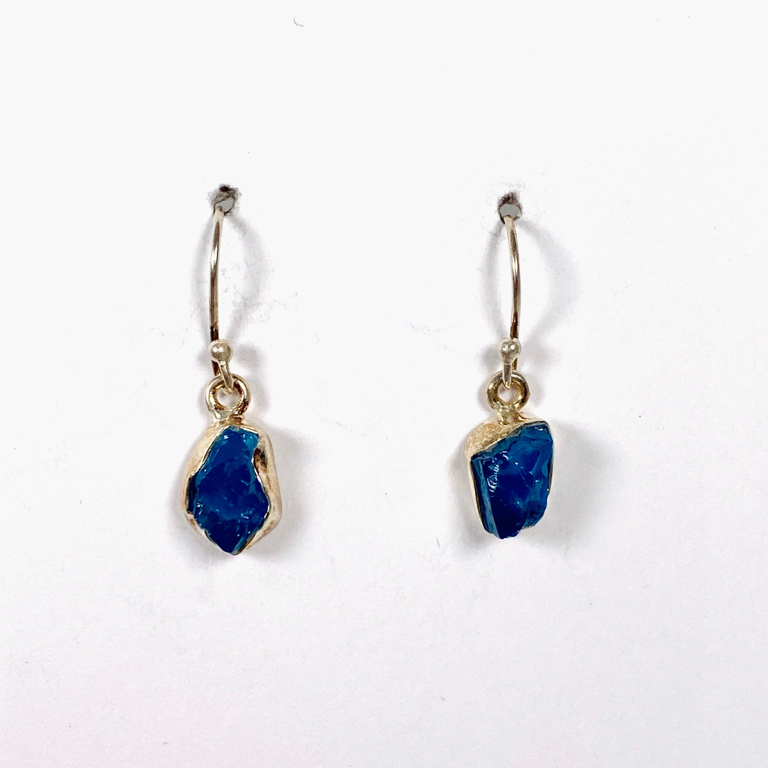 Natural Neon Apatite Raw Stone Earrings E2359 NAP - Handmade Boho Jewelry for Women, Perfect for Parties & Everyday Wear