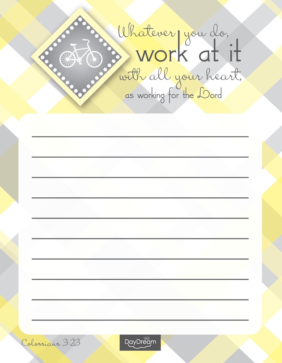 Christian Inspirational Notepads Set of 4 - Bicycle Design with Colossians 3:23 Scripture - Perfect for Bible Study, Church Notes & Gift Giving - Canopy Street