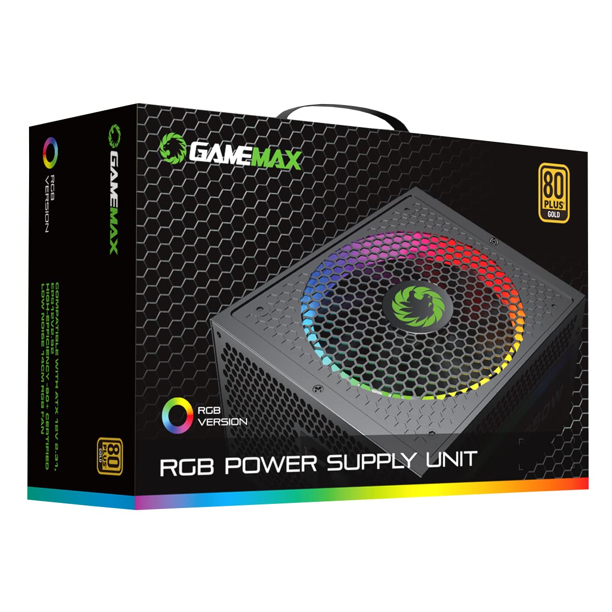 GameMax 1050W Pro Modular 80 Plus Gold Certified Power Supply - 14cm ARGB Fan, High Efficiency PSU for Gaming PC, Workstation & Crypto Mining Rigs