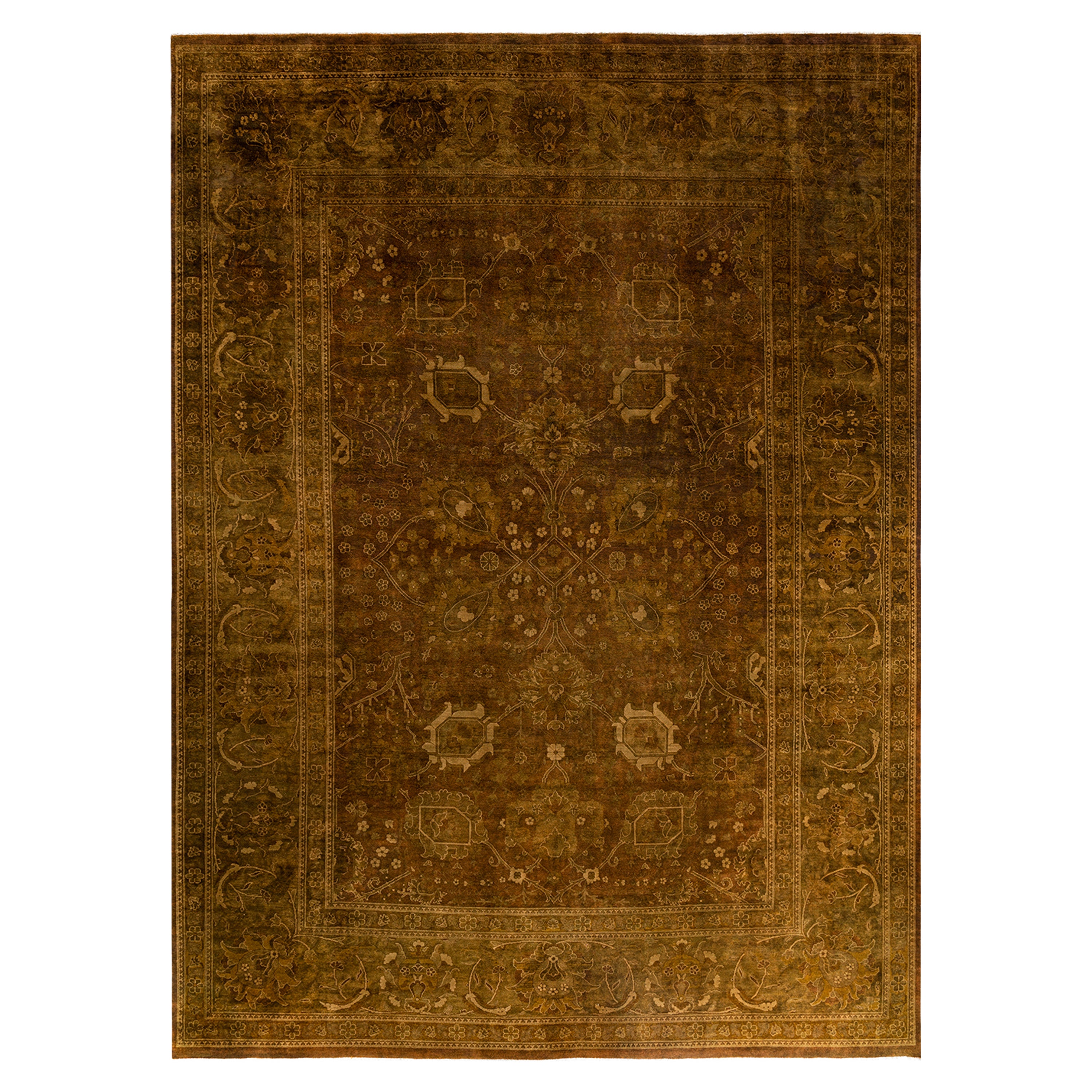 Premium Brown Overdyed Wool Rug 10' x 13'9 - Handmade Vintage Style Area Rug for Living Room, Bedroom & Office Decor