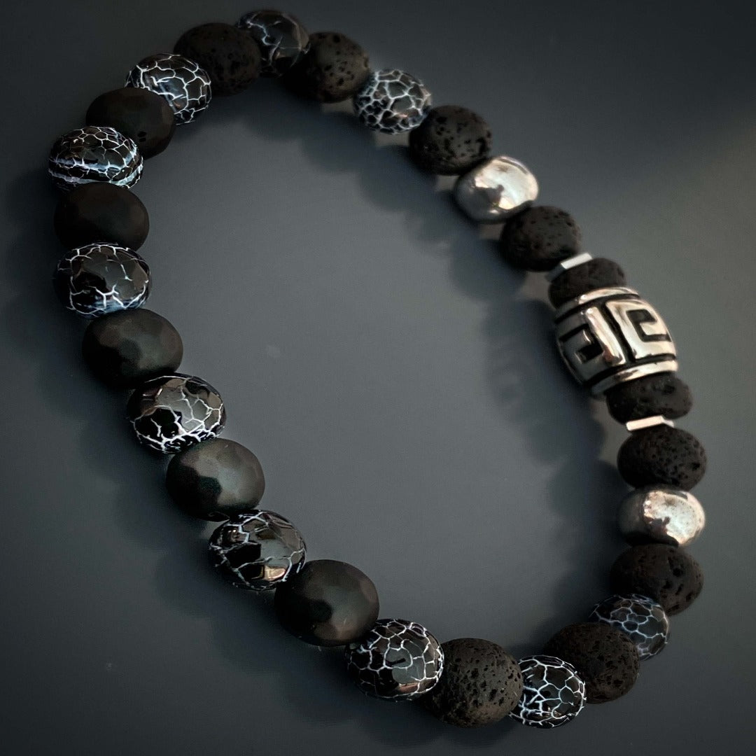 Lava Rock Men's Bracelet for Strength & Protection - Natural Stone Beaded Adjustable Cord for Outdoor, Meditation & Everyday Wear