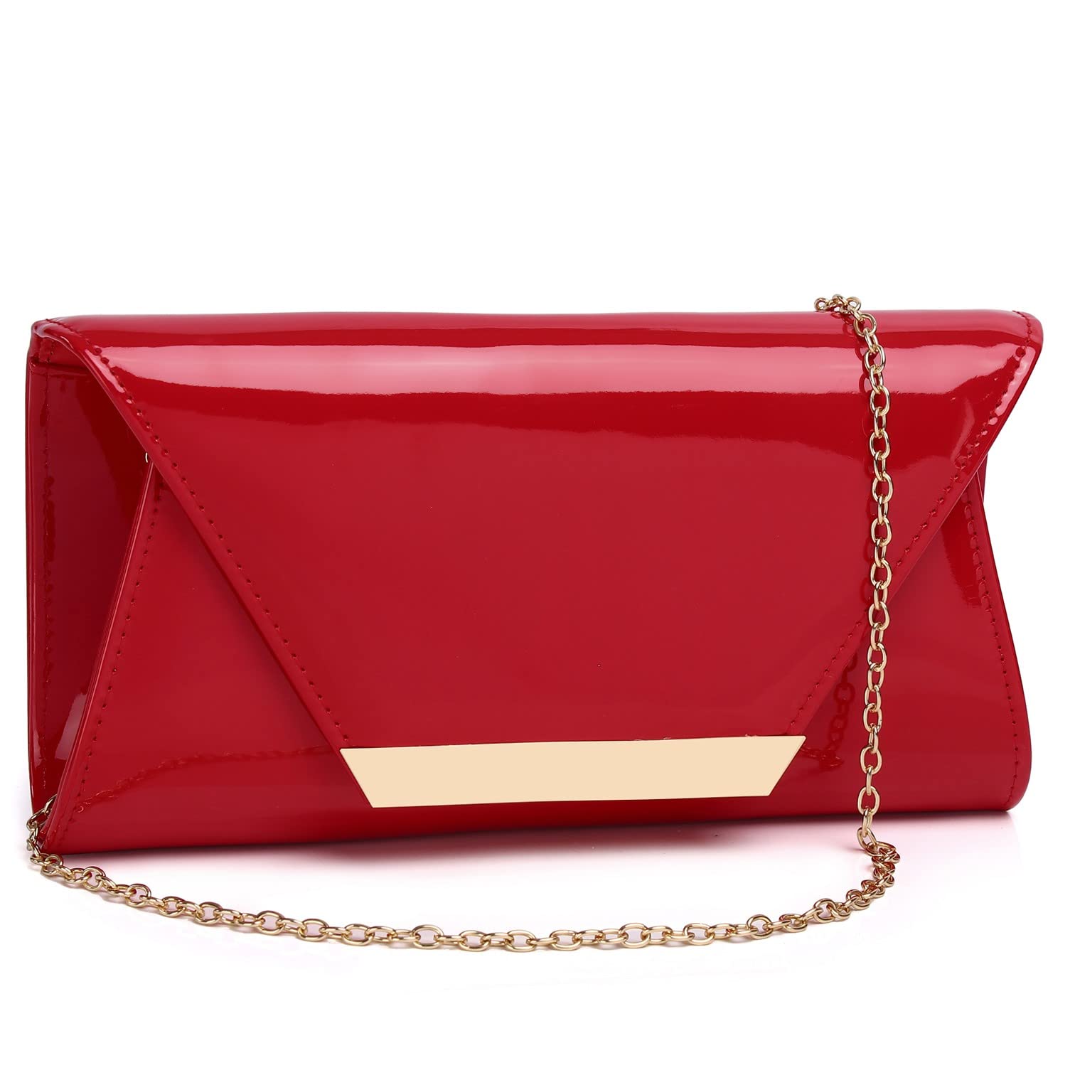 Elegant Nude Clutch Purse for Women - Red & Black Patent Leather Envelope Handbag - Perfect for Wedding, Party, Gift & Travel Accessories | Stylish Evening Bag for Formal Events & Special Occasions