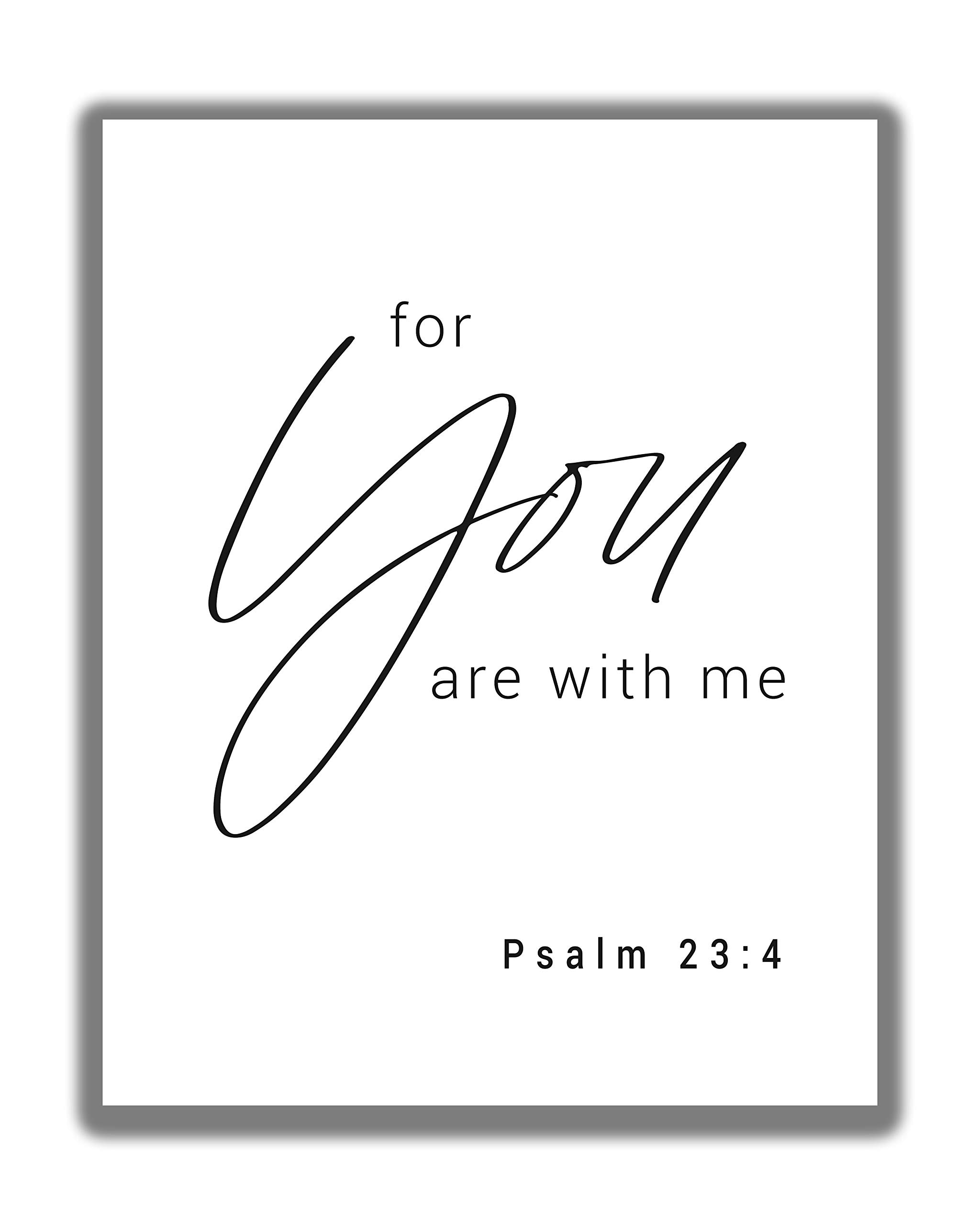 Psalm 23:4 Bible Verse Wall Art - 11x14 Religious Gift for Home & Church Decor