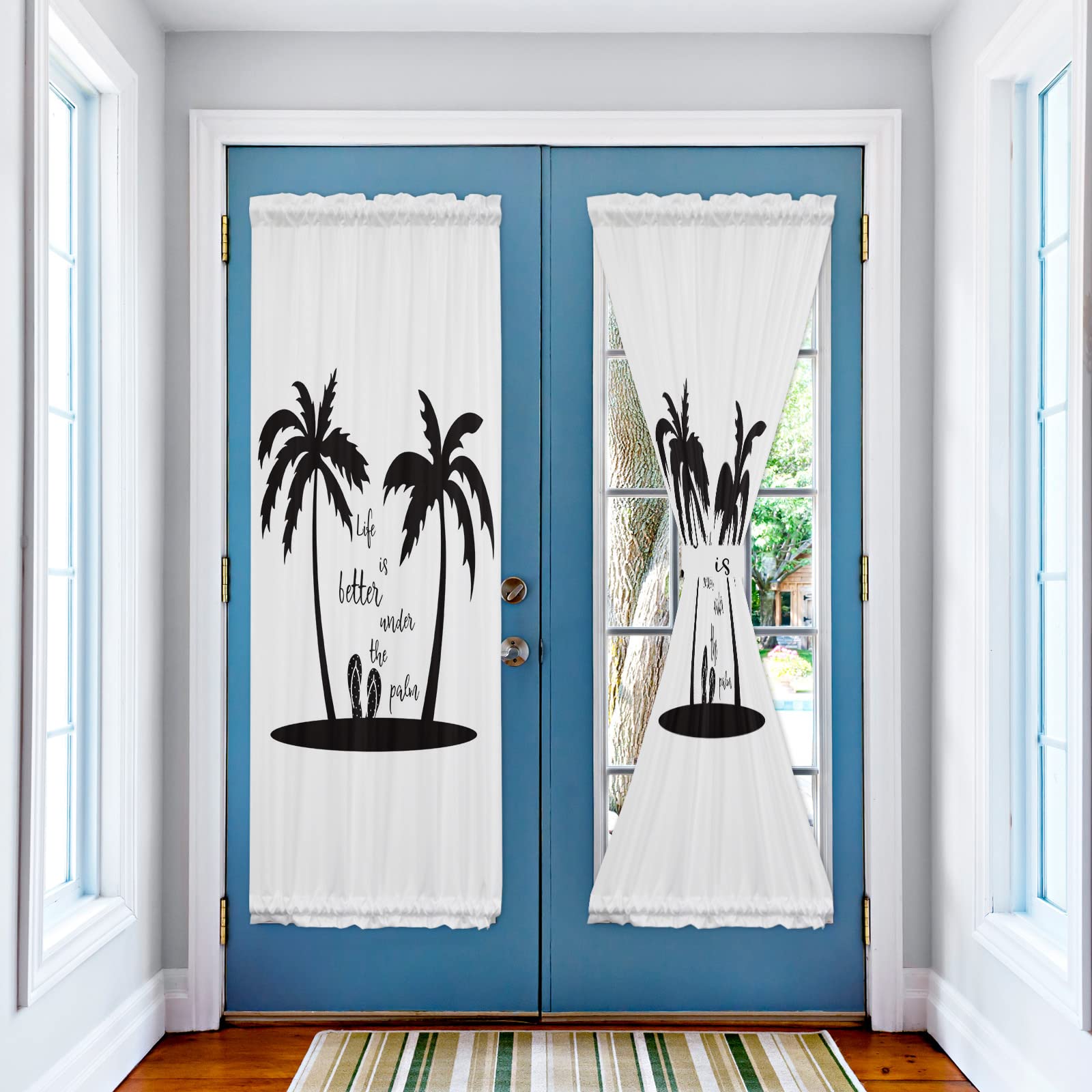 Summer Beach Palm Tree Slipper Door Curtains - 25
