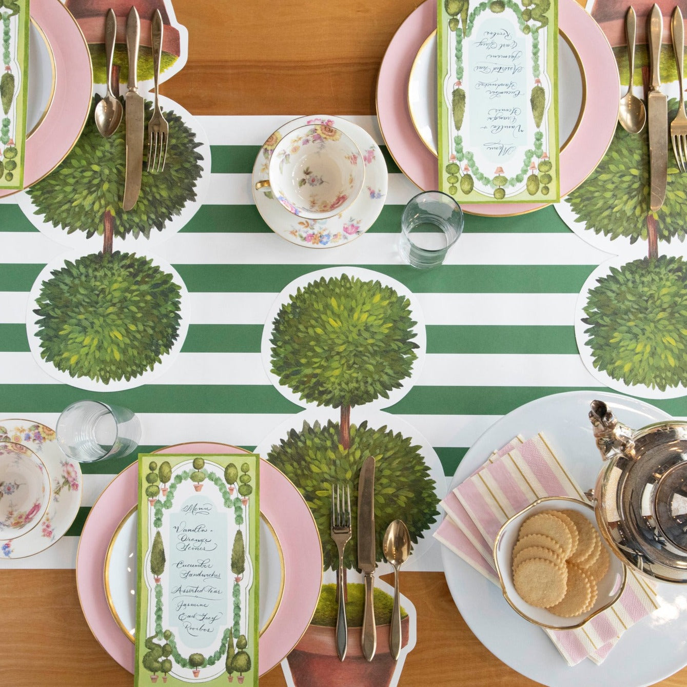 Elegant Die-Cut Topiary Pair Placemats - Set of 2 Decorative Table Mats for Dining Room, Kitchen, or Party Decor