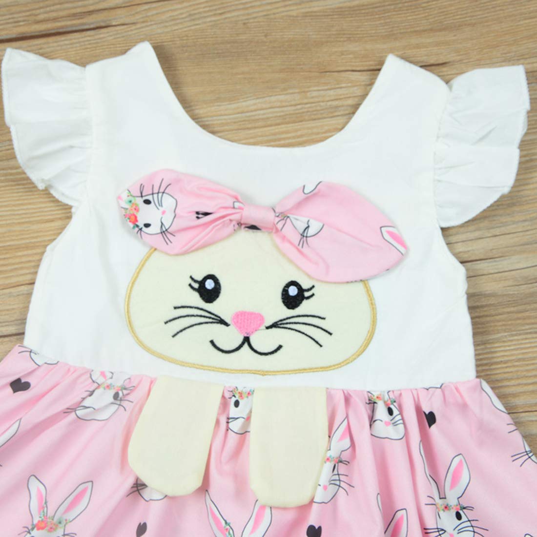 Easter Bunny Print Flutter Sleeve Dress for Toddler Girls - Cute Summer Outfit for Holiday Photos, Birthday Parties & Family Gatherings