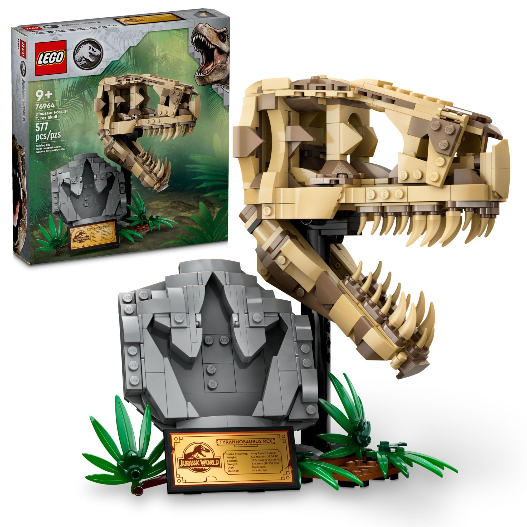 LEGO Jurassic World Dinosaur Fossils: T. rex Skull Building Kit - STEM Educational Dinosaur Toy for Kids, Boys & Girls - Authentic Skeleton Model Set with Bones - Perfect Gift for Jurassic Park Movie Fans (Set 76964) - Fun for Playtime, Learning & Collecting