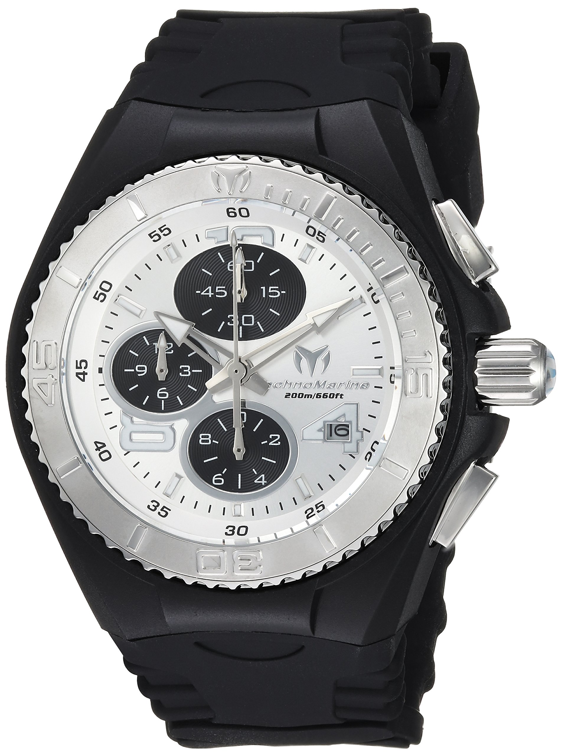 Technomarine Men's Cruise Black Stainless Steel Quartz Watch with Silicone Strap - Waterproof Casual Dress Watch for Men - Perfect for Swimming, Diving, Office & Everyday Wear (Model TM-115269)
