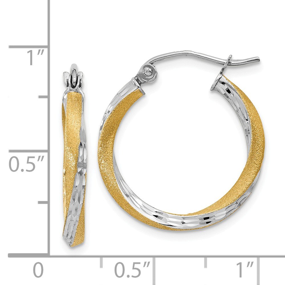 14K Yellow Gold Two-Tone Diamond-Cut 2.5mm Twisted Hoop Earrings for Women - Elegant Everyday Jewelry, Perfect for Parties, Weddings & Gifts