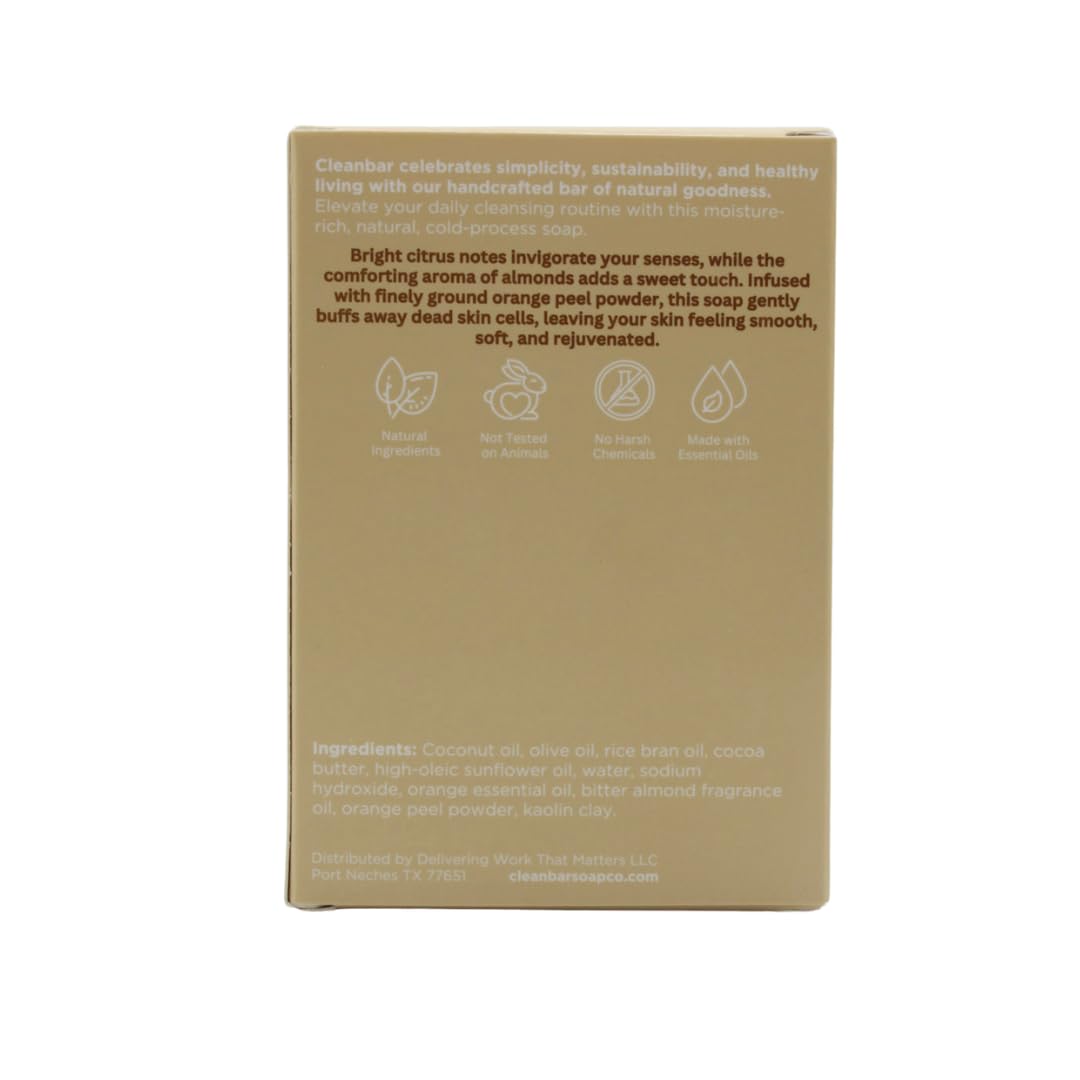 All-Natural Almond & Orange Exfoliating Bar Soap - Organic, Moisturizing & Gentle for Dry Skin - Perfect for Shower, Bath & Gift Giving
