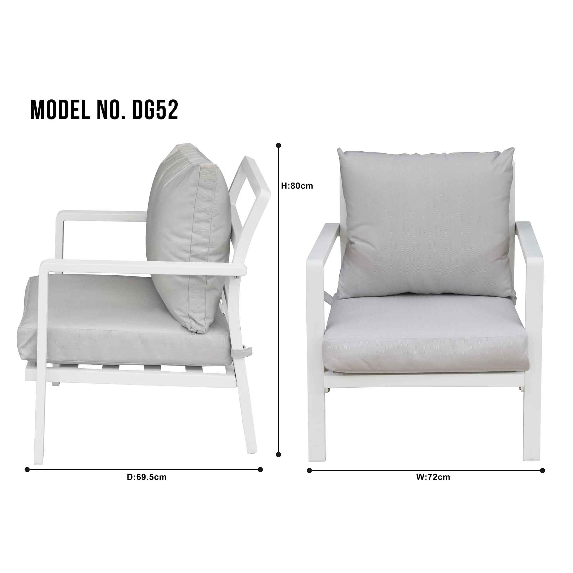 Kyoto 4-Piece Aluminum Outdoor Patio Furniture Set with Sofa and Coffee Table - Weather-Resistant White Finish for Garden, Poolside & Backyard Relaxation