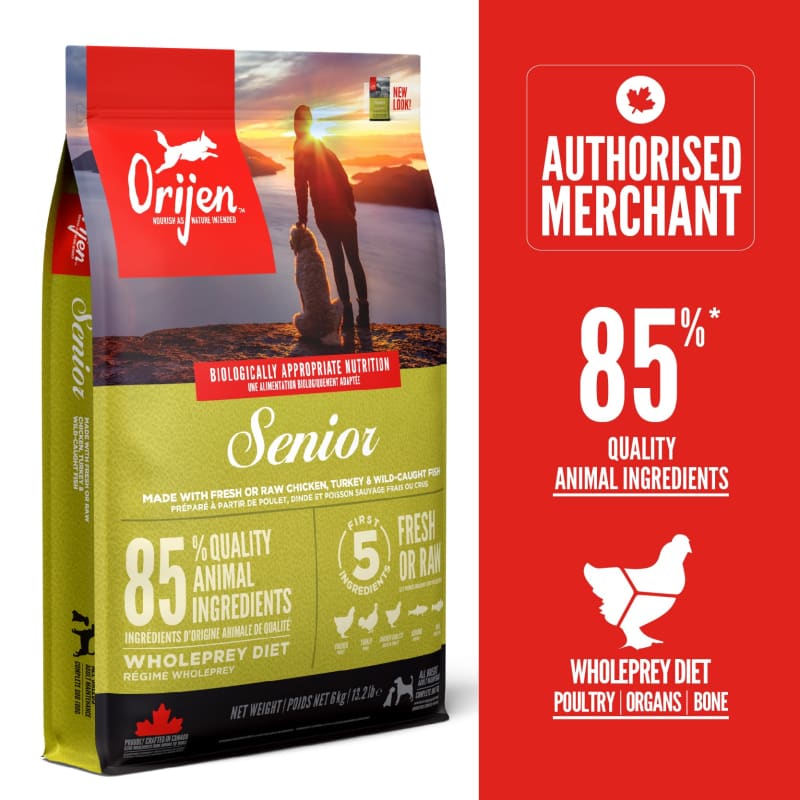 ORIJEN Senior Dry Dog Food for Large & Small Breeds - High Protein, Grain-Free (5lb, 15lb, 25lb) - Perfect for Aging Dogs with Joint Support & Digestive Health