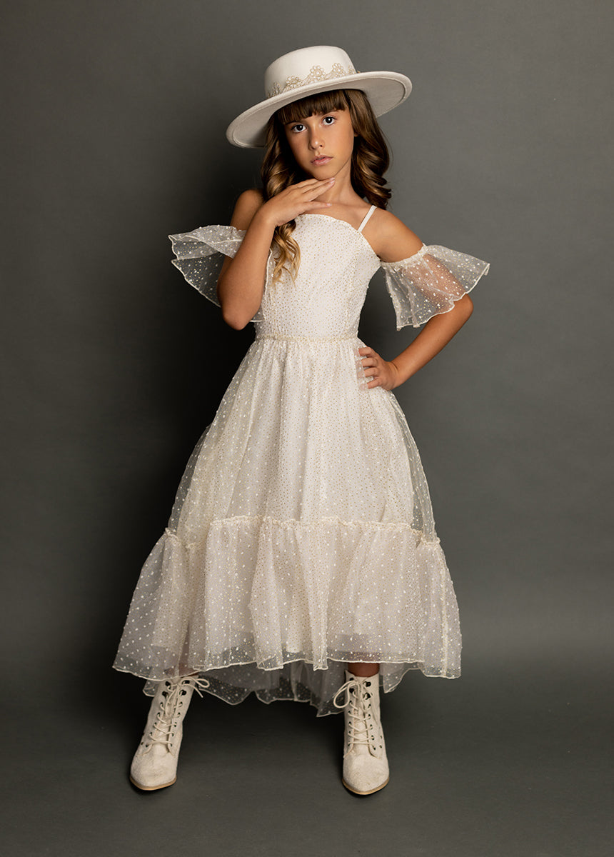 Chloe Cream Polka Dot Dress - Elegant Women's Floral Summer Dress for Casual Wear, Parties & Special Occasions