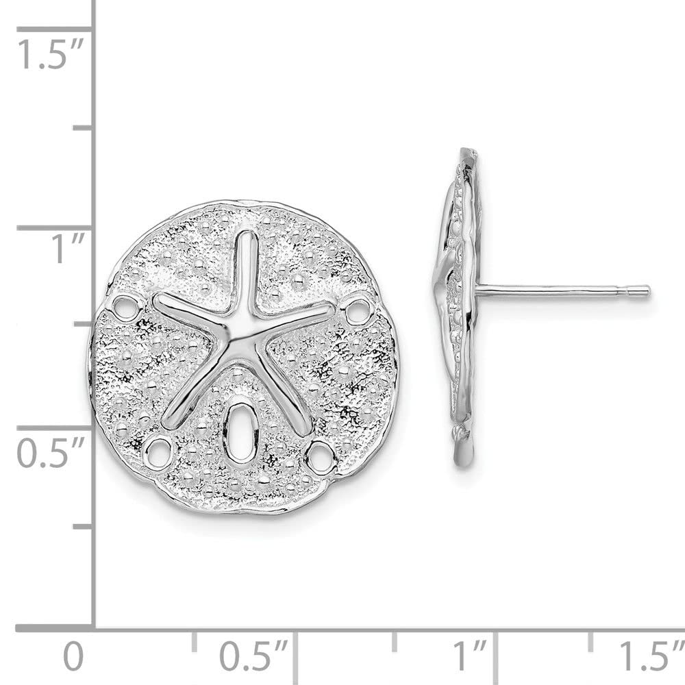 Polished Sterling Silver Sand Dollar & Starfish Post Earrings – Elegant Beach Jewelry for Summer Outfits & Vacation Accessories