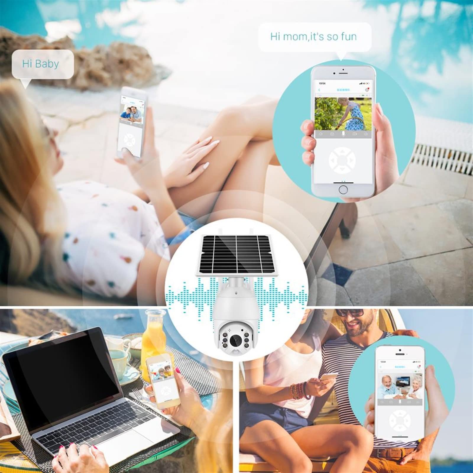 Outdoor Security Camera 1080P HD, Solar Powered PTZ IP Camera with PIR Human Detection, 15000mAh Battery for Long Standby, 2MP Wireless CCTV (No SD Card Included) - Ideal for Home Surveillance, Yard Monitoring, and Business Security