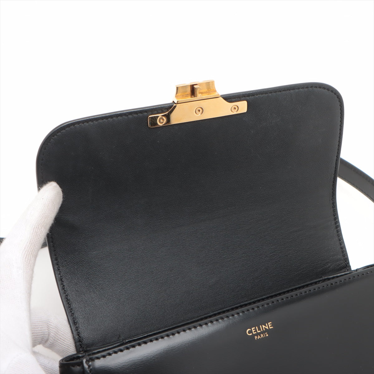 CELINE Teen Triomphe Leather Shoulder Bag Black | Luxury Crossbody Purse for Women | Perfect for Date Night, Office & Travel