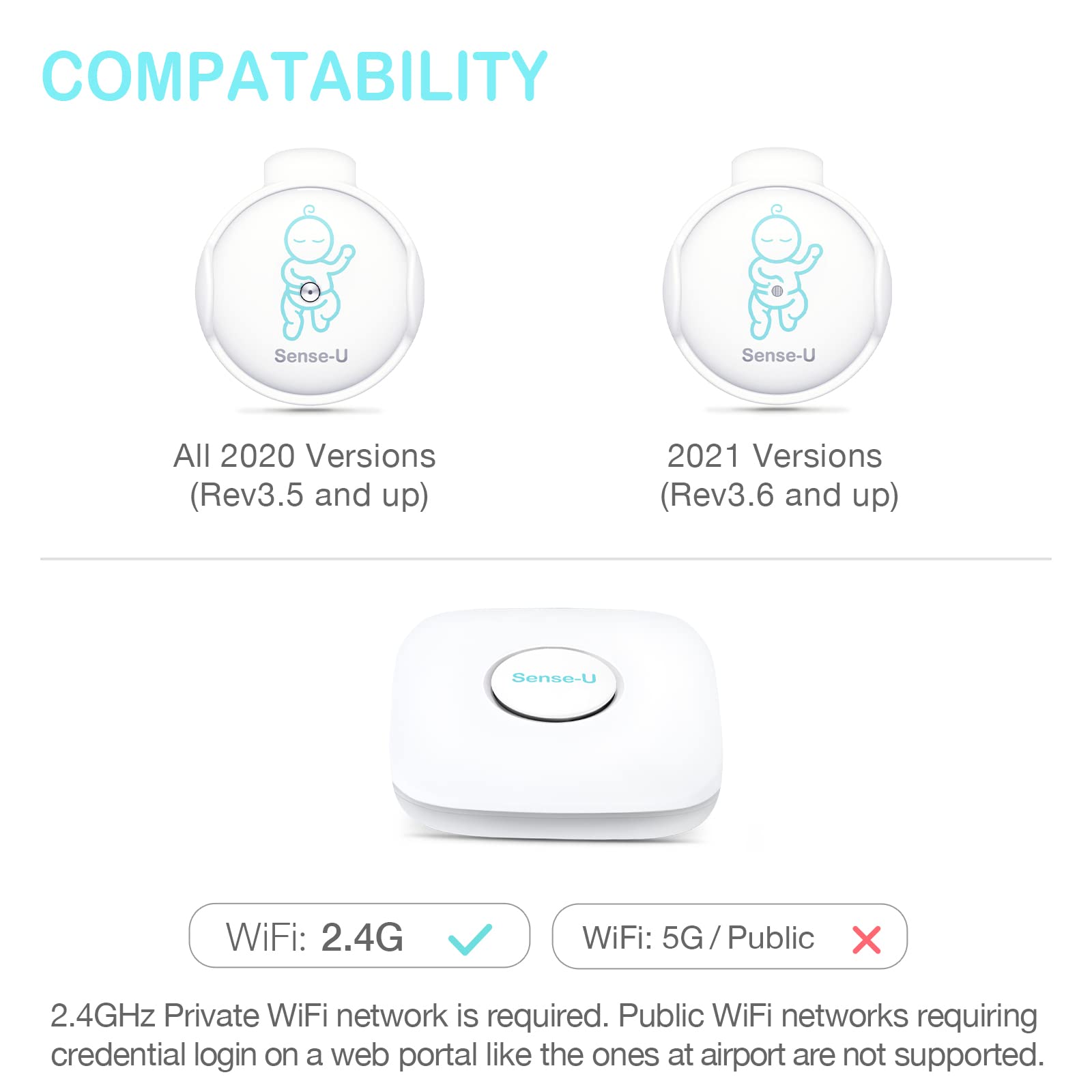 Sense-U Base Station (2.4 GHz) - Wireless Baby Monitor Hub for Sense-U Baby Monitors, Remote Sleep Monitoring from Anywhere (Baby Monitor Not Included) | Perfect for Nursery, Travel & Peace of Mind