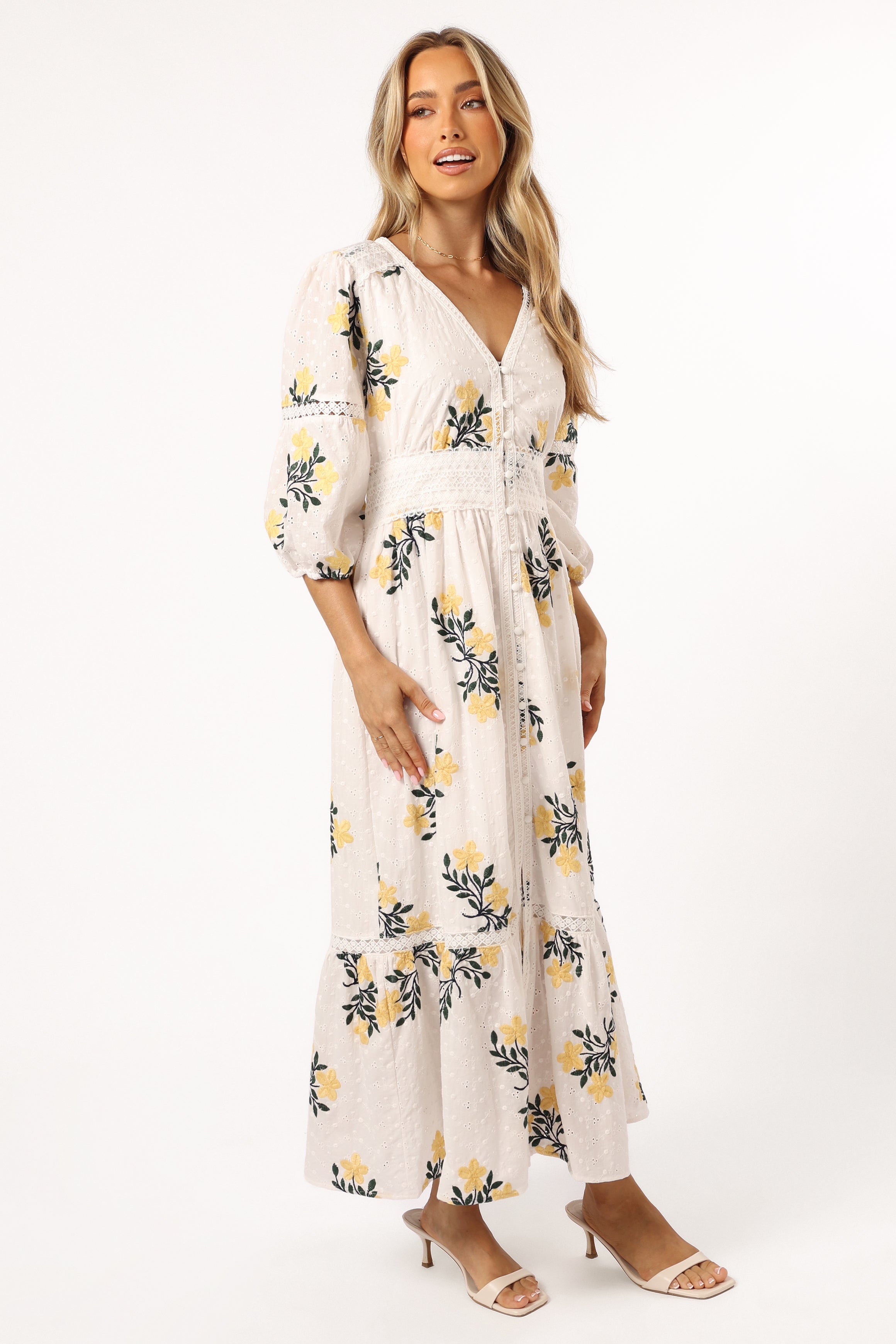 Christie Maxi Dress - White & Yellow Floral Print Summer Dress for Women | Beach, Vacation & Casual Wear