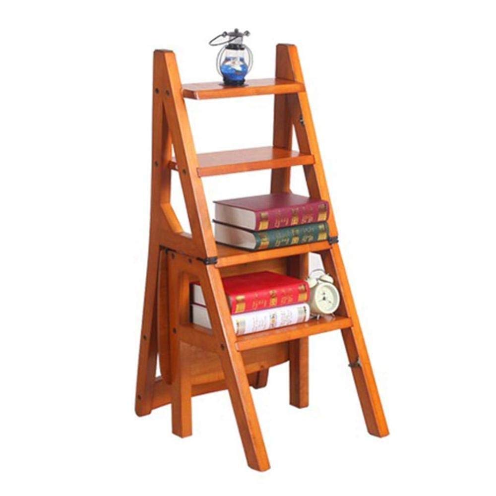 Foldable 4-Step Wooden Step Stool for Home - Indoor Safety Ladder Stool, Flower Stand, Multi-Purpose Climbing Stool (Perfect for Kitchen, Bathroom, Library & Home Decor)
